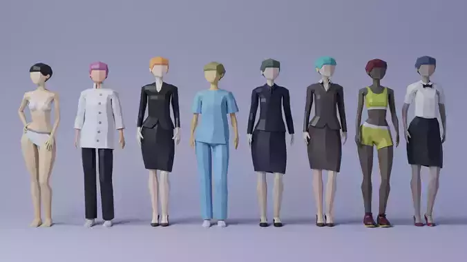Female Worker Lowpoly Low-poly 3D model