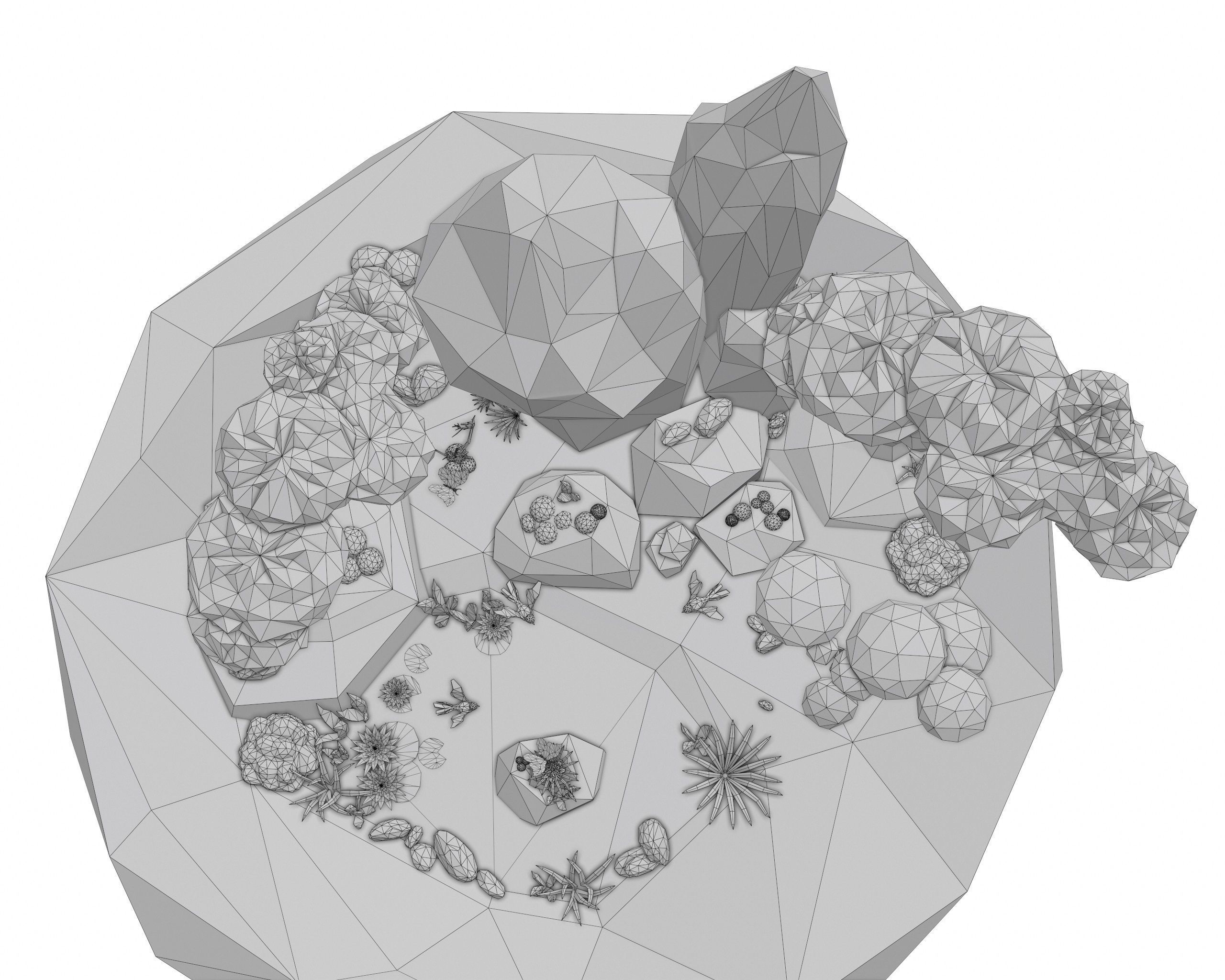 Cartoon Style Floating Island -Spring -LOW POLY Low-poly 3D model_12