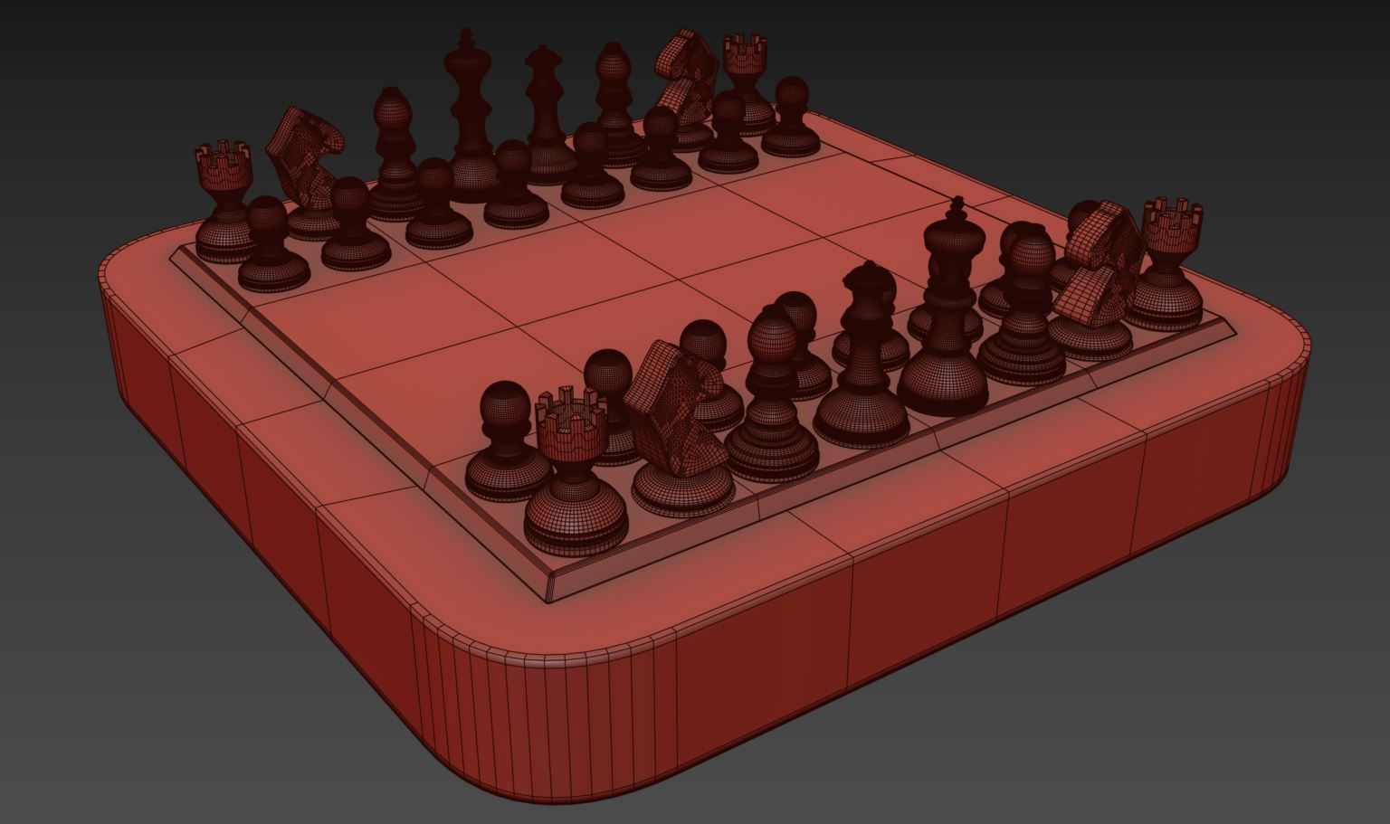 Chess Set board Low-poly 3D model_1