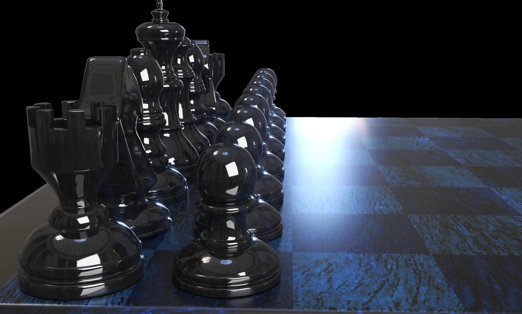 Chess Set board Low-poly 3D model_7