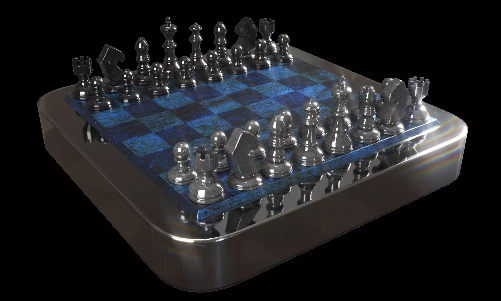 Chess Set board Low-poly 3D model_0