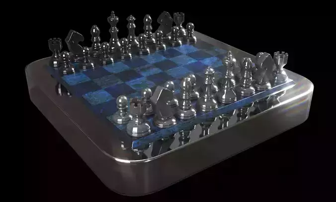 Chess Set board Low-poly 3D model