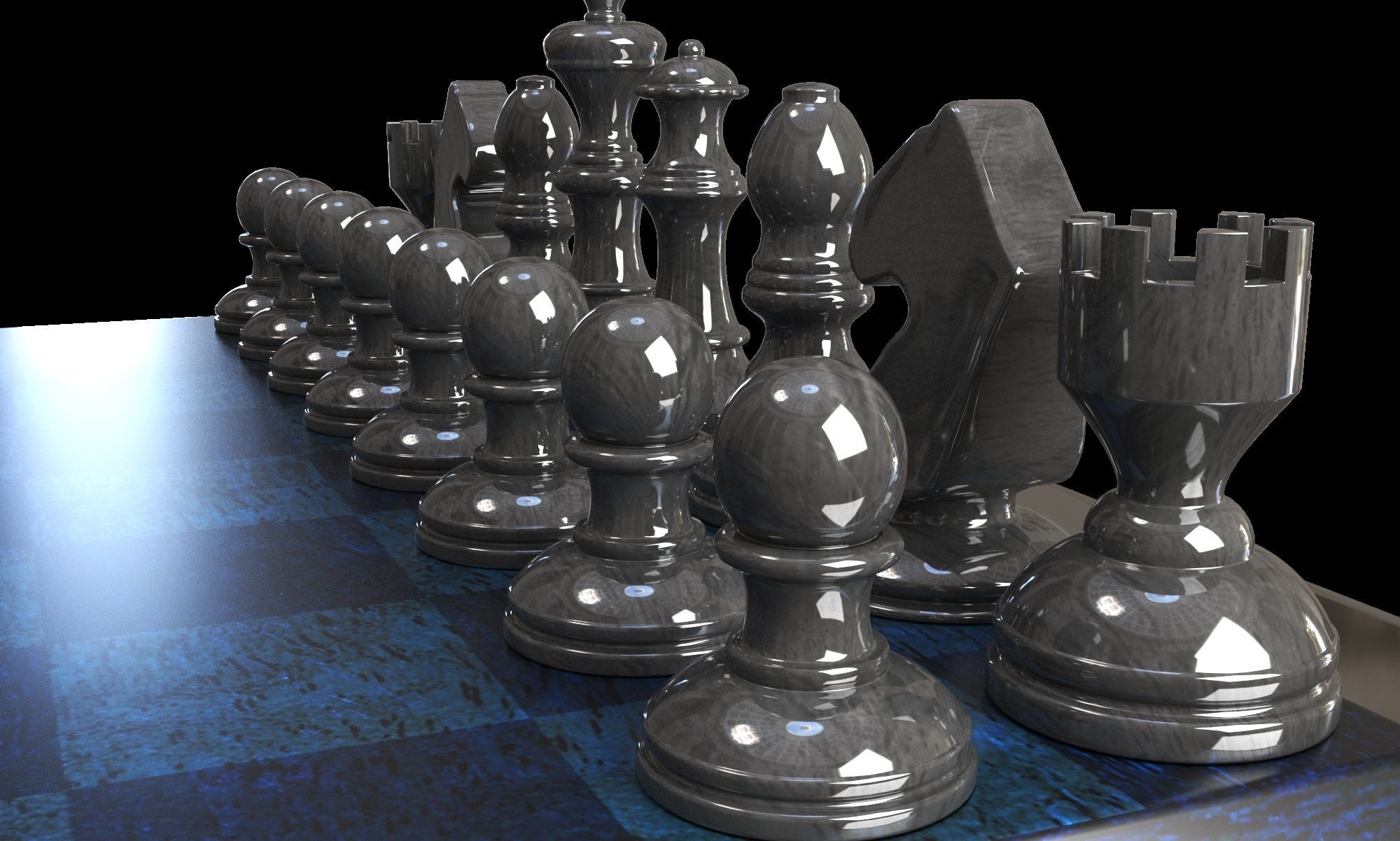 Chess Set board Low-poly 3D model_8