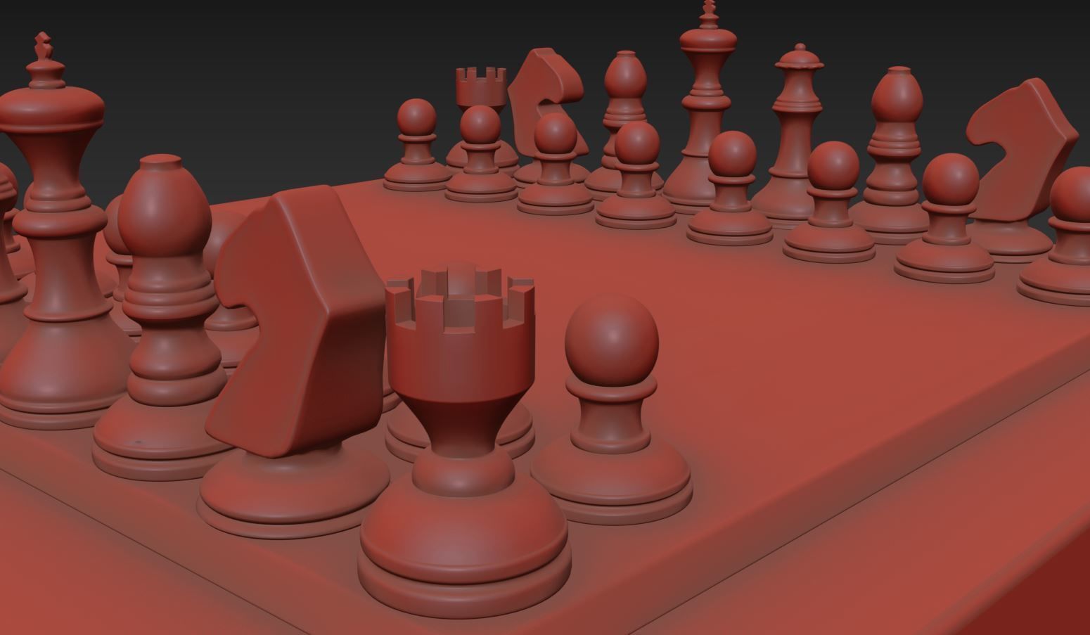 Chess Set board Low-poly 3D model_3