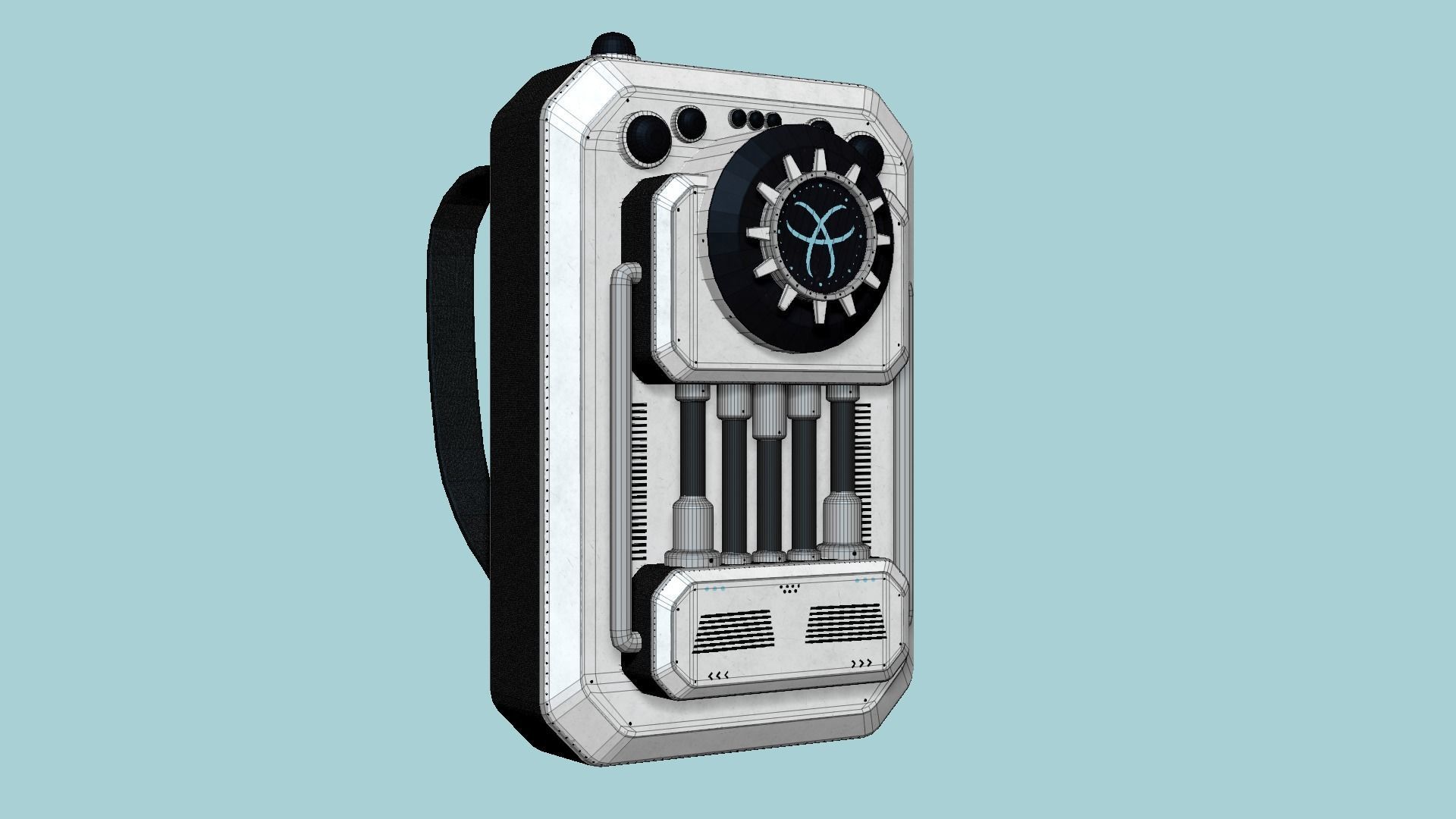 SciFi Backpack I05 Steel Bright - Fashion Character Design Low-poly 3D model_6