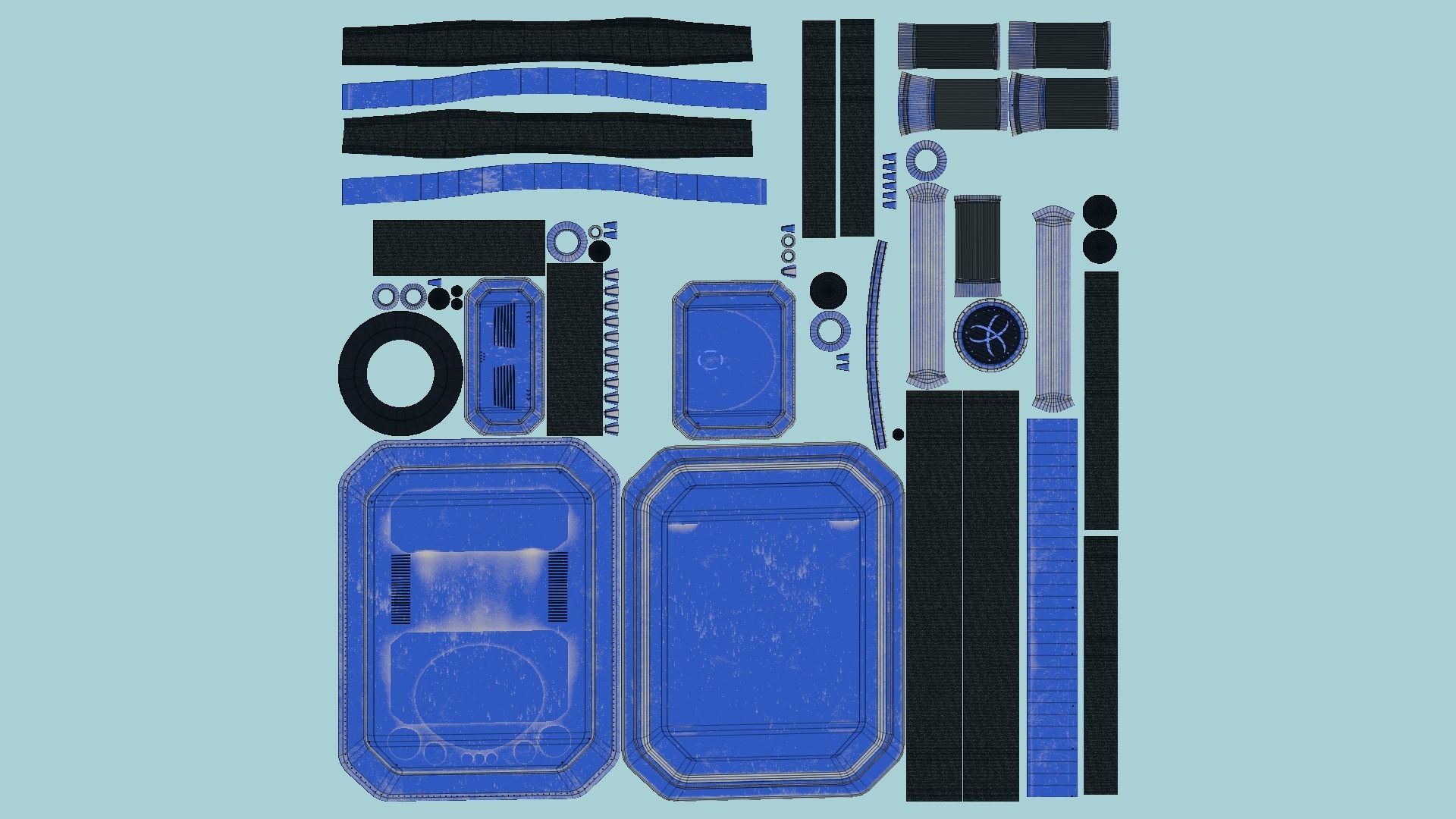 SciFi Backpack I06 Blue Metal - Fashion Character Design Low-poly 3D model_5