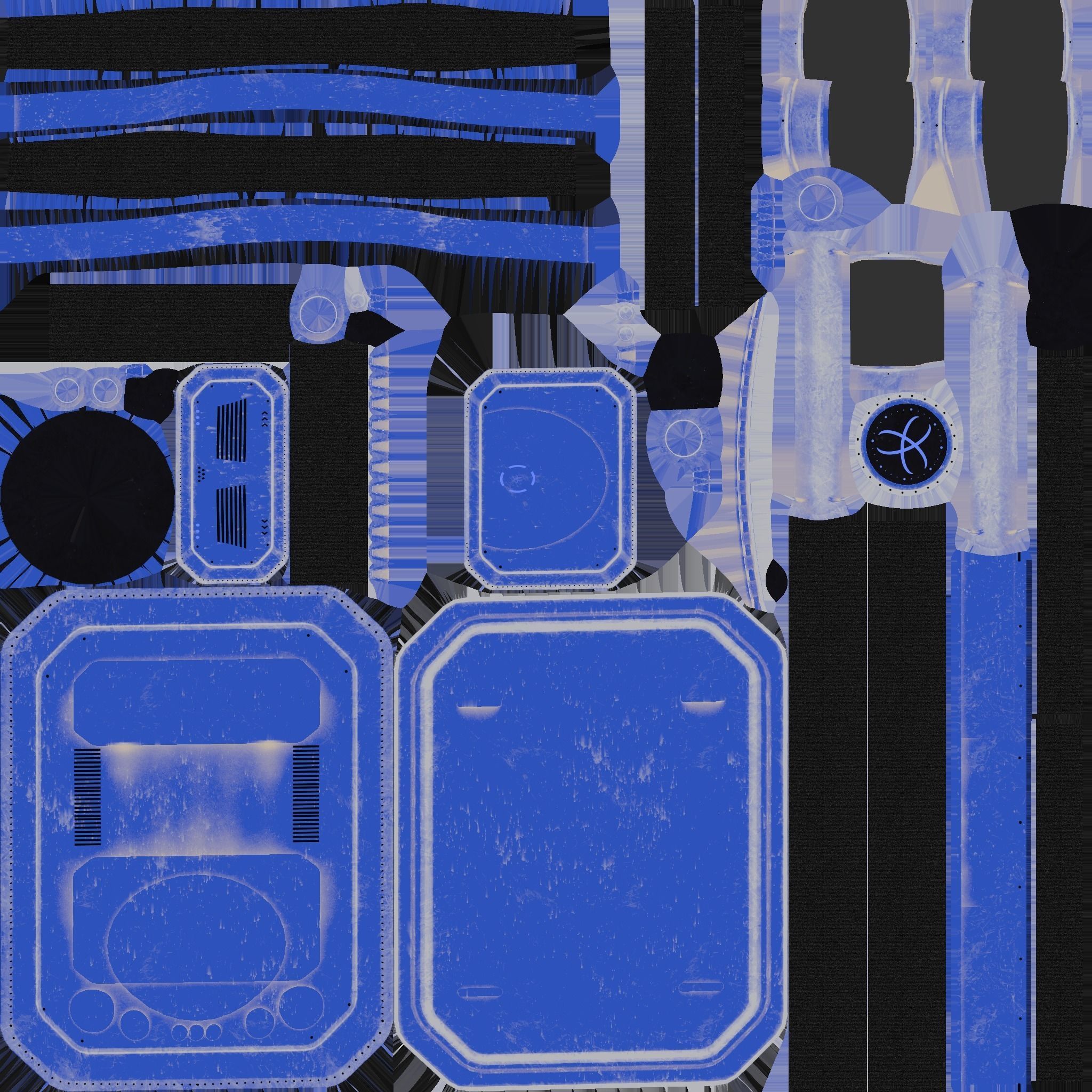 SciFi Backpack I06 Blue Metal - Fashion Character Design Low-poly 3D model_21