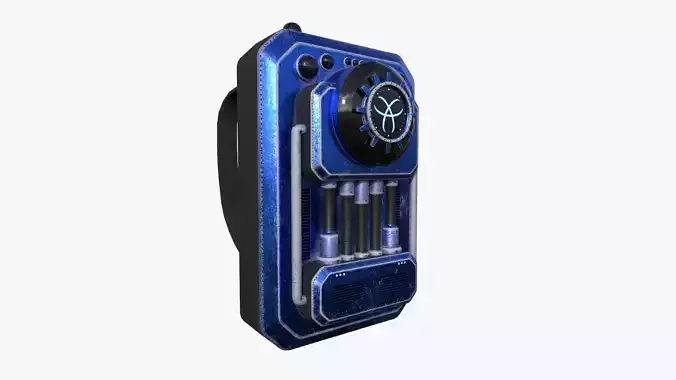 SciFi Backpack I06 Blue Metal - Fashion Character Design Low-poly 3D model