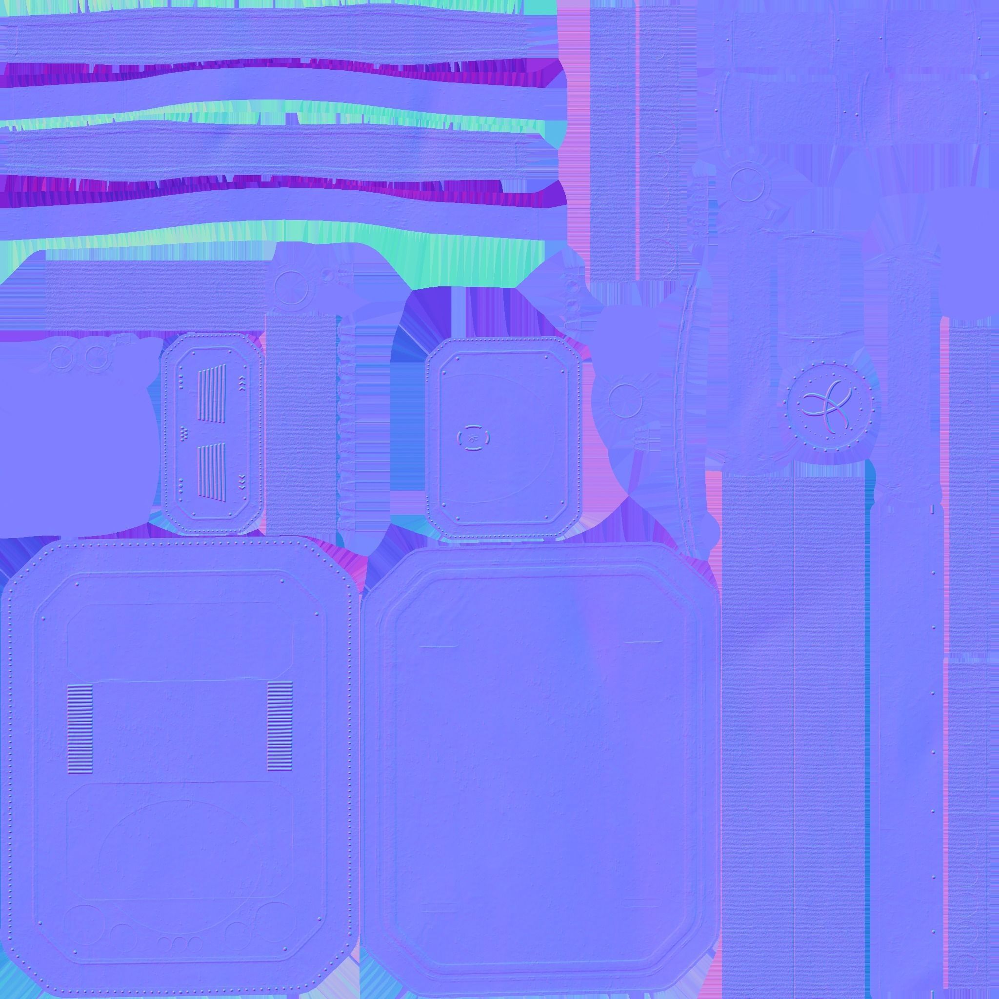 SciFi Backpack I06 Blue Metal - Fashion Character Design Low-poly 3D model_25