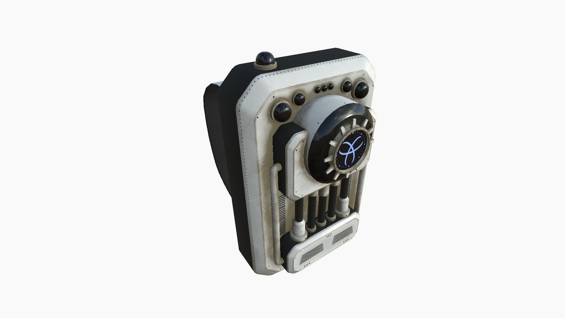 SciFi Backpack I07 White Dirt - Fashion Character Design Low-poly 3D model_2