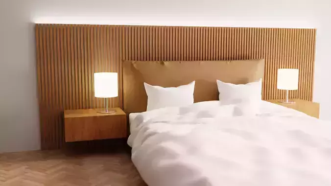 Simple bedroom scene with light Free 3D model