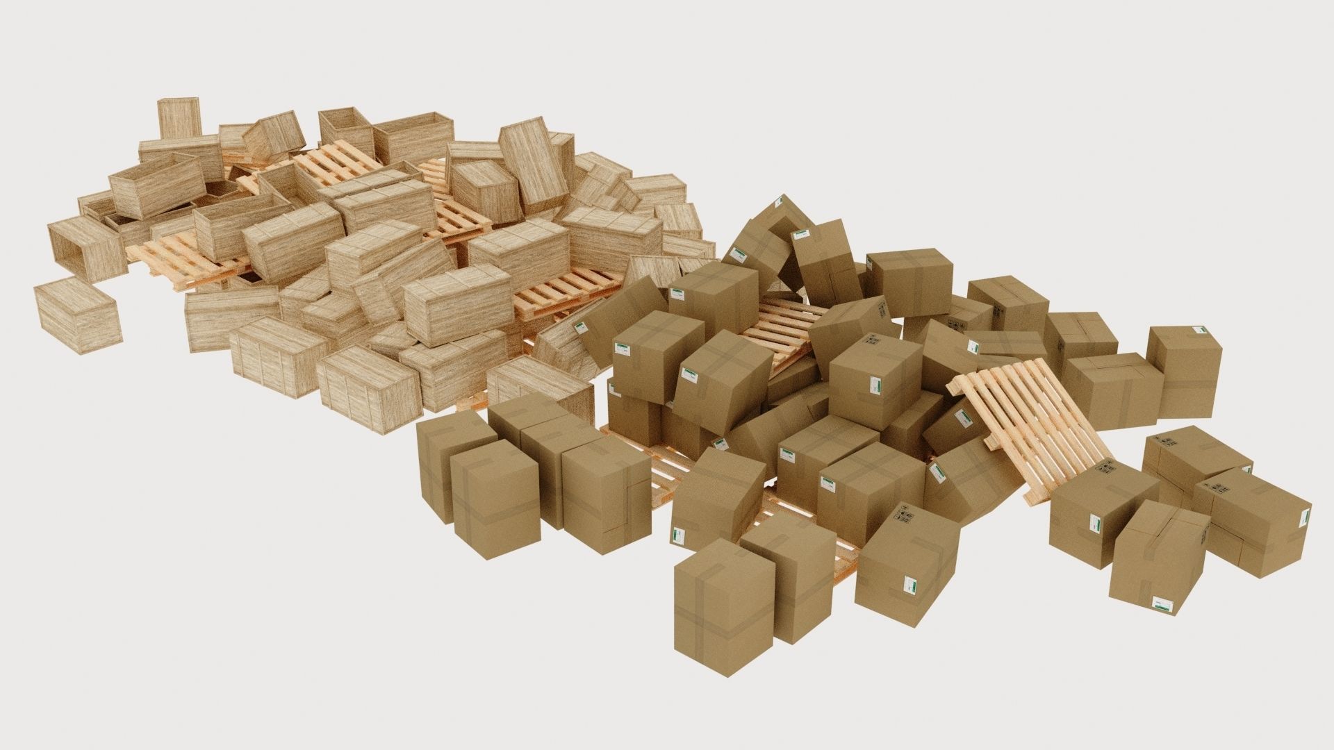 wood and cardboard boxes pallet pile 2 3D model_2