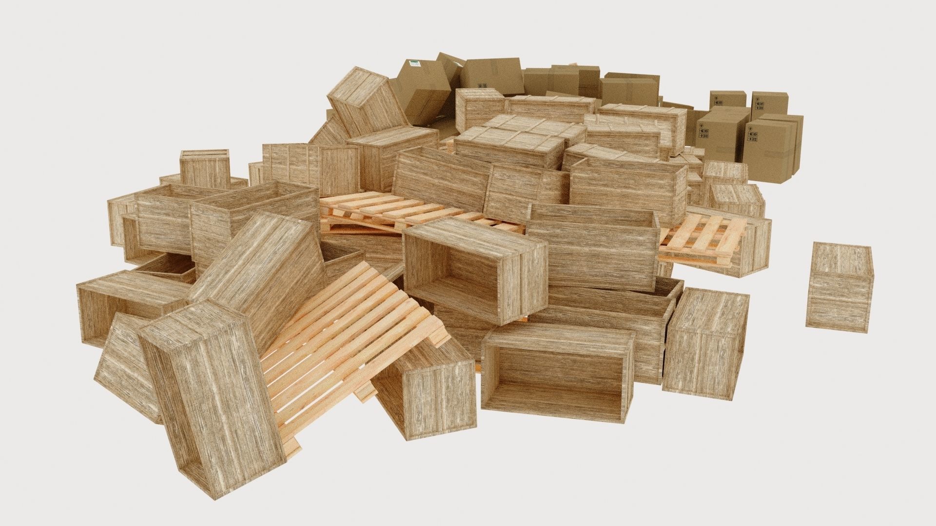 wood and cardboard boxes pallet pile 2 3D model_3