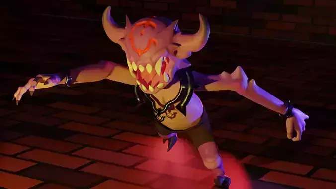 Hellish monster character Low-poly 3D model