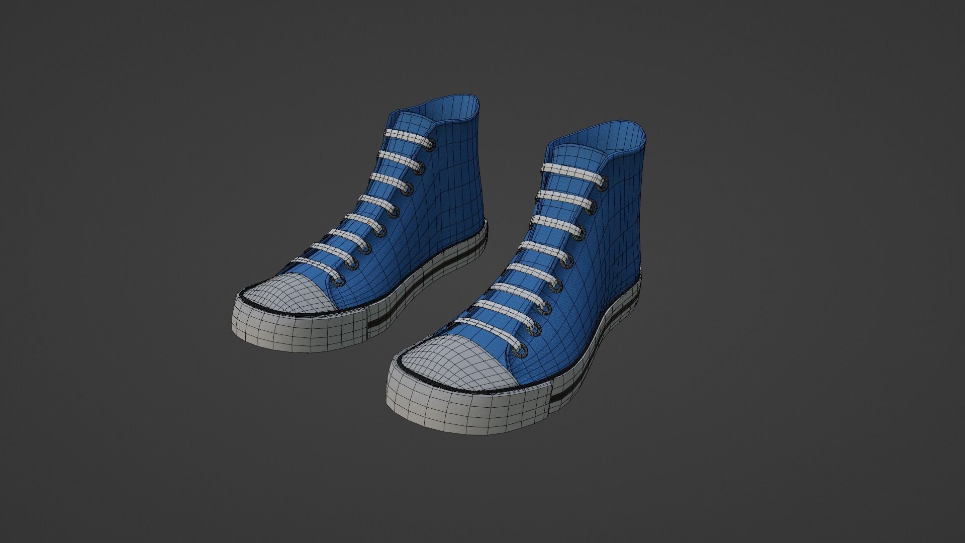 High Top Tennis Shoes Low-poly 3D model_1