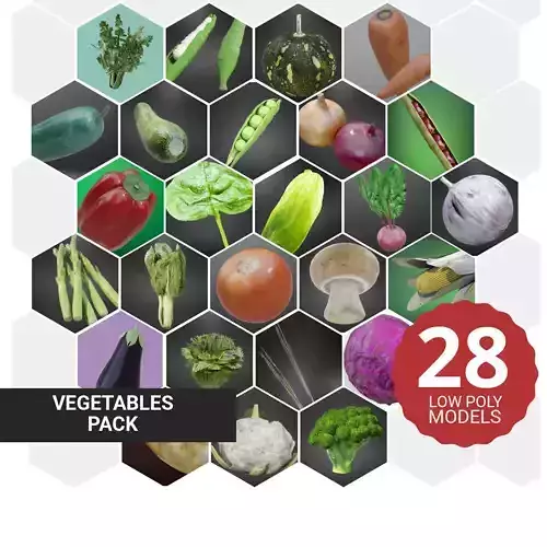 28 Vegetables Super Pack 3D Model Collection