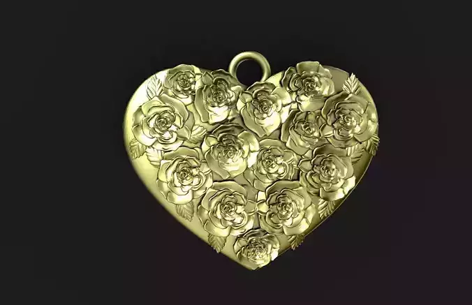 rose heart pendant