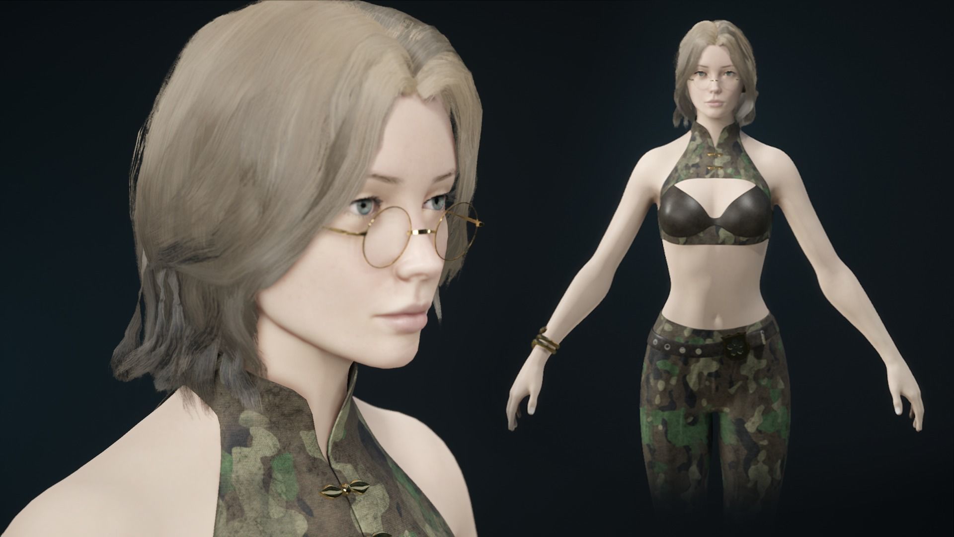 Assassin Girl Low-poly 3D model_4