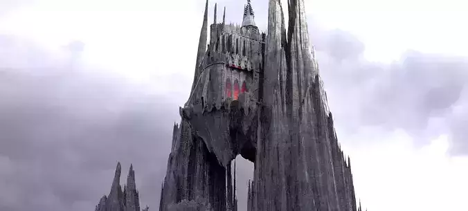 Floating Cathedral Spiked Mountains Kitbash 3D model