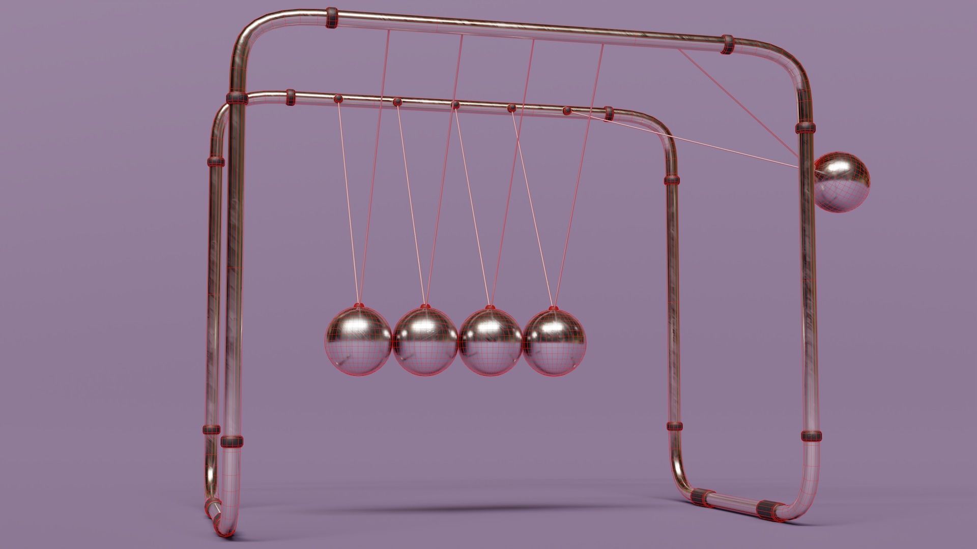 Newton Cradle Low-poly 3D model_7