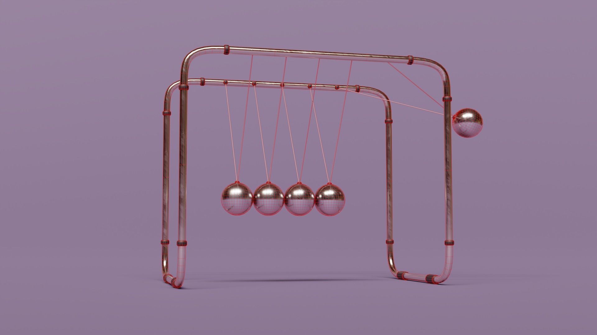 Newton Cradle Low-poly 3D model_6