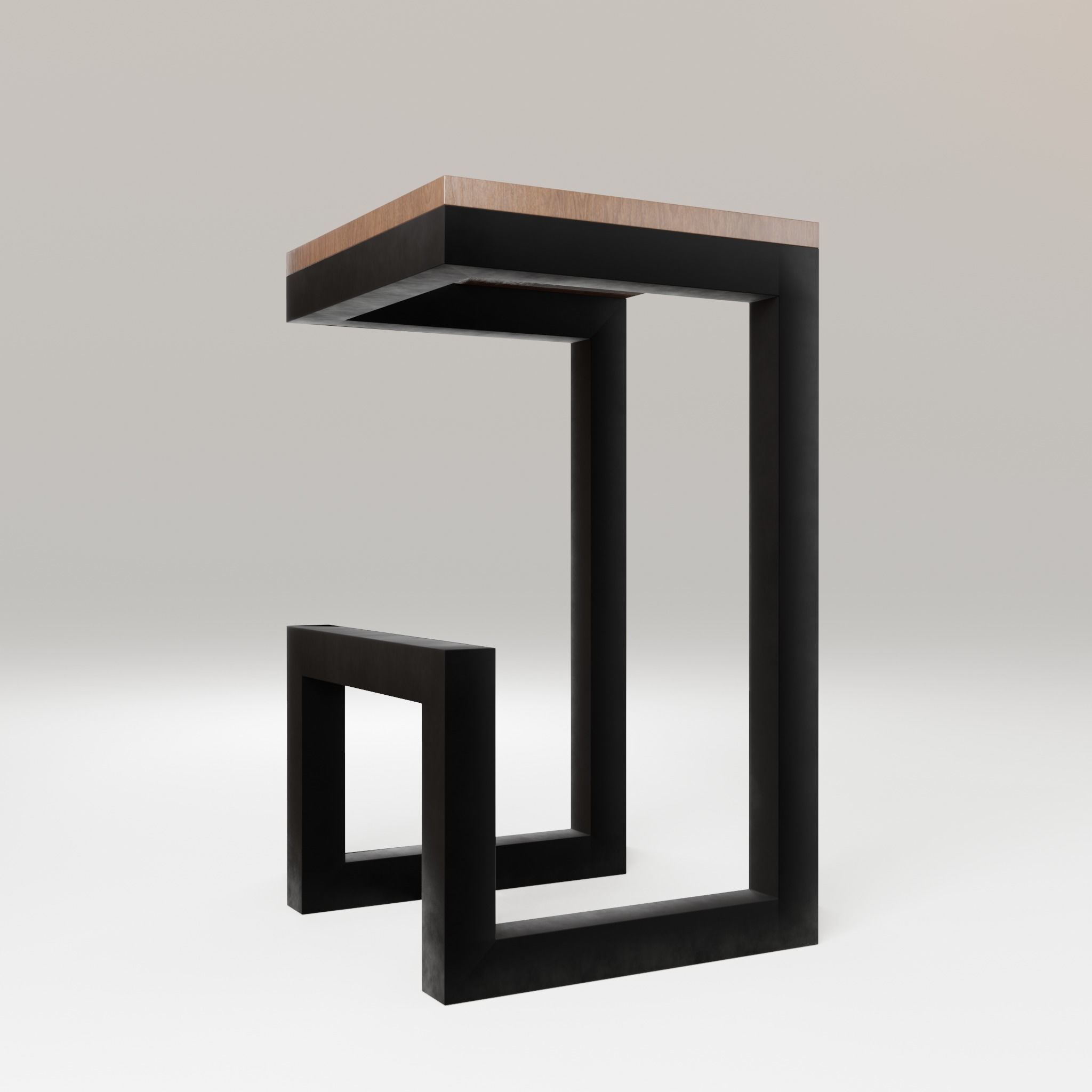 Chair loft modern wooden id6 Low-poly 3D model_9