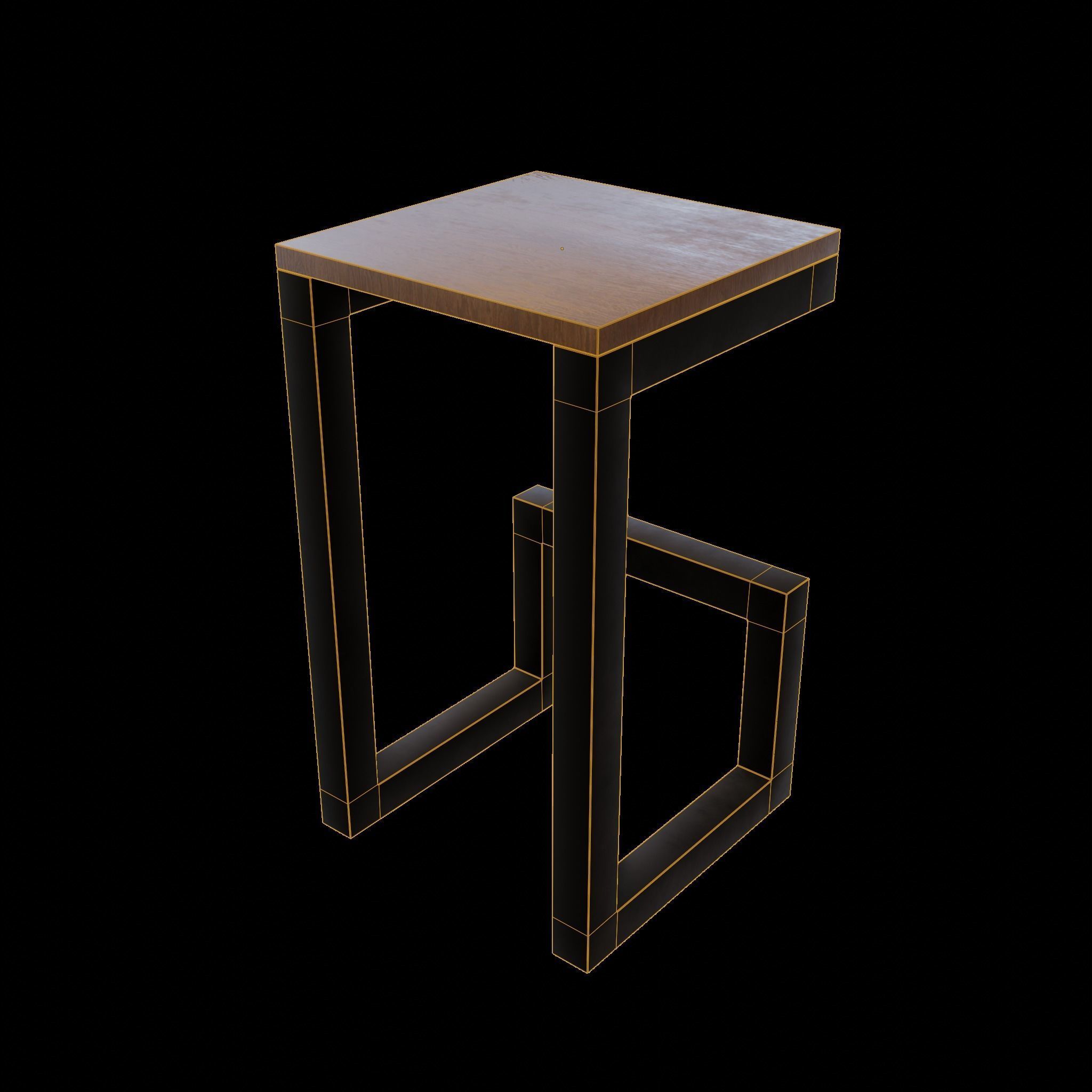 Chair loft modern wooden id6 Low-poly 3D model_4
