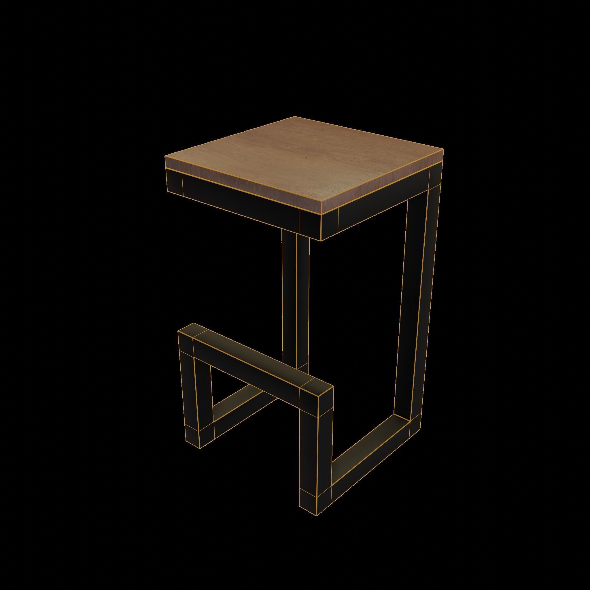 Chair loft modern wooden id6 Low-poly 3D model_1