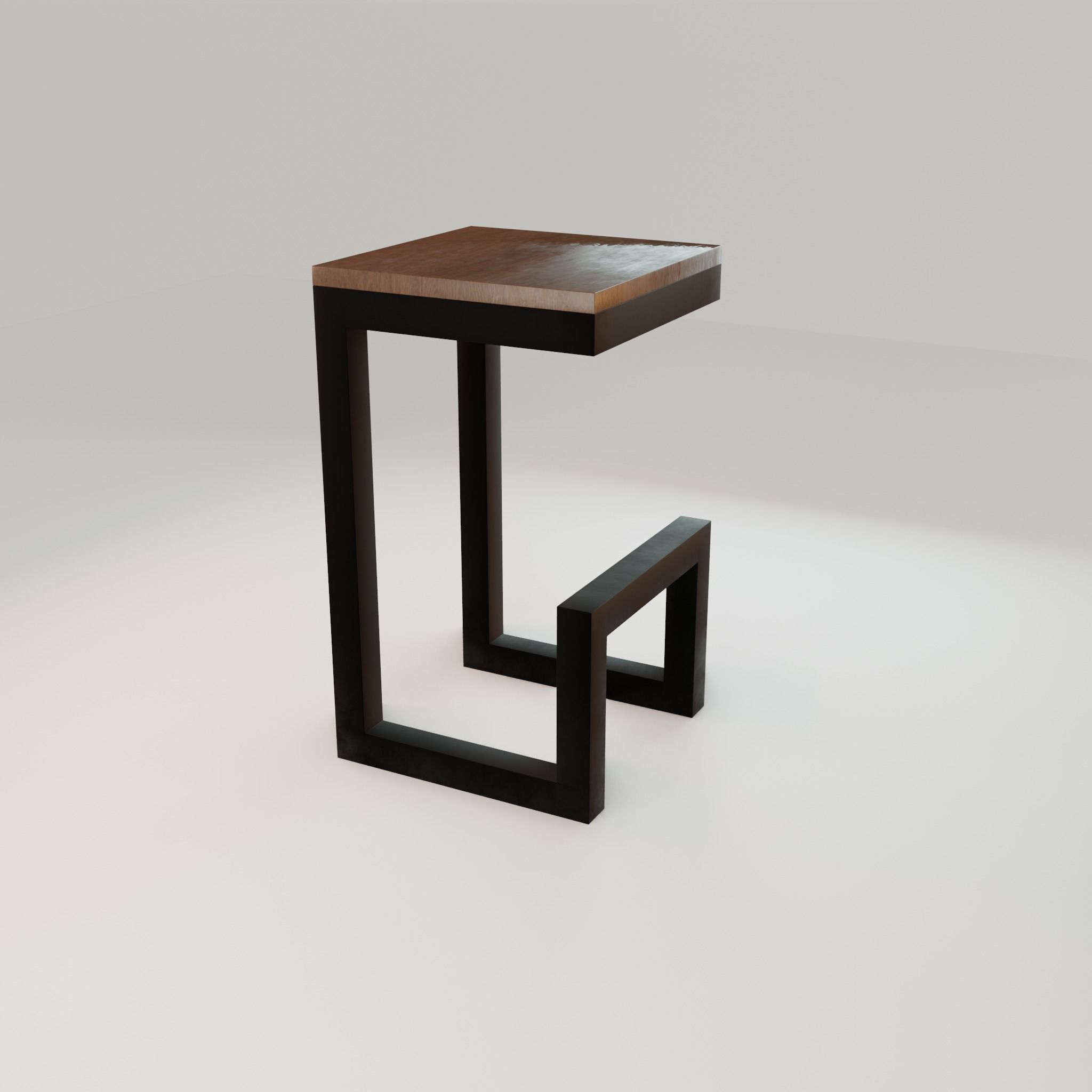 Chair loft modern wooden id6 Low-poly 3D model_17