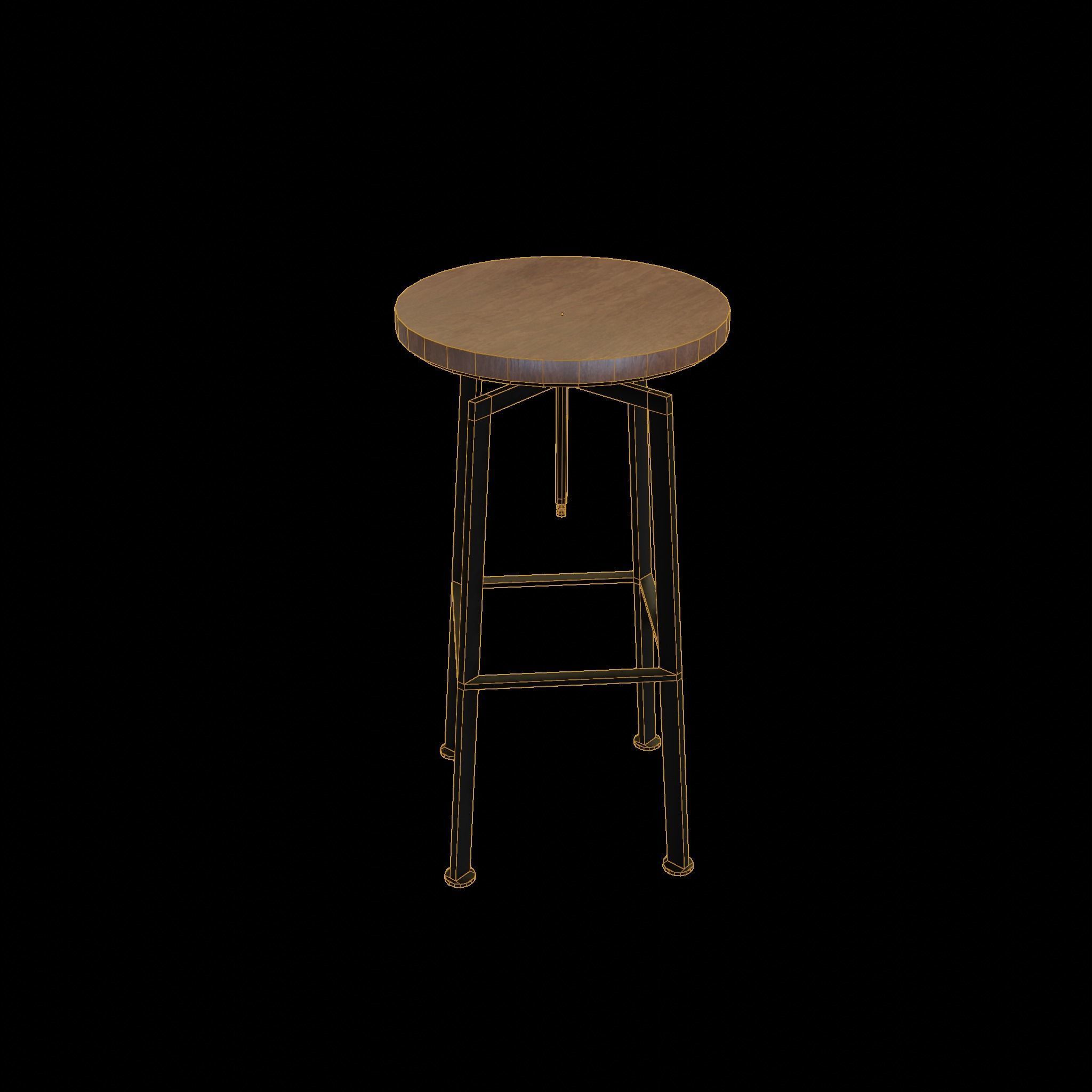 Chair loft modern wooden  id10 Low-poly 3D model_1