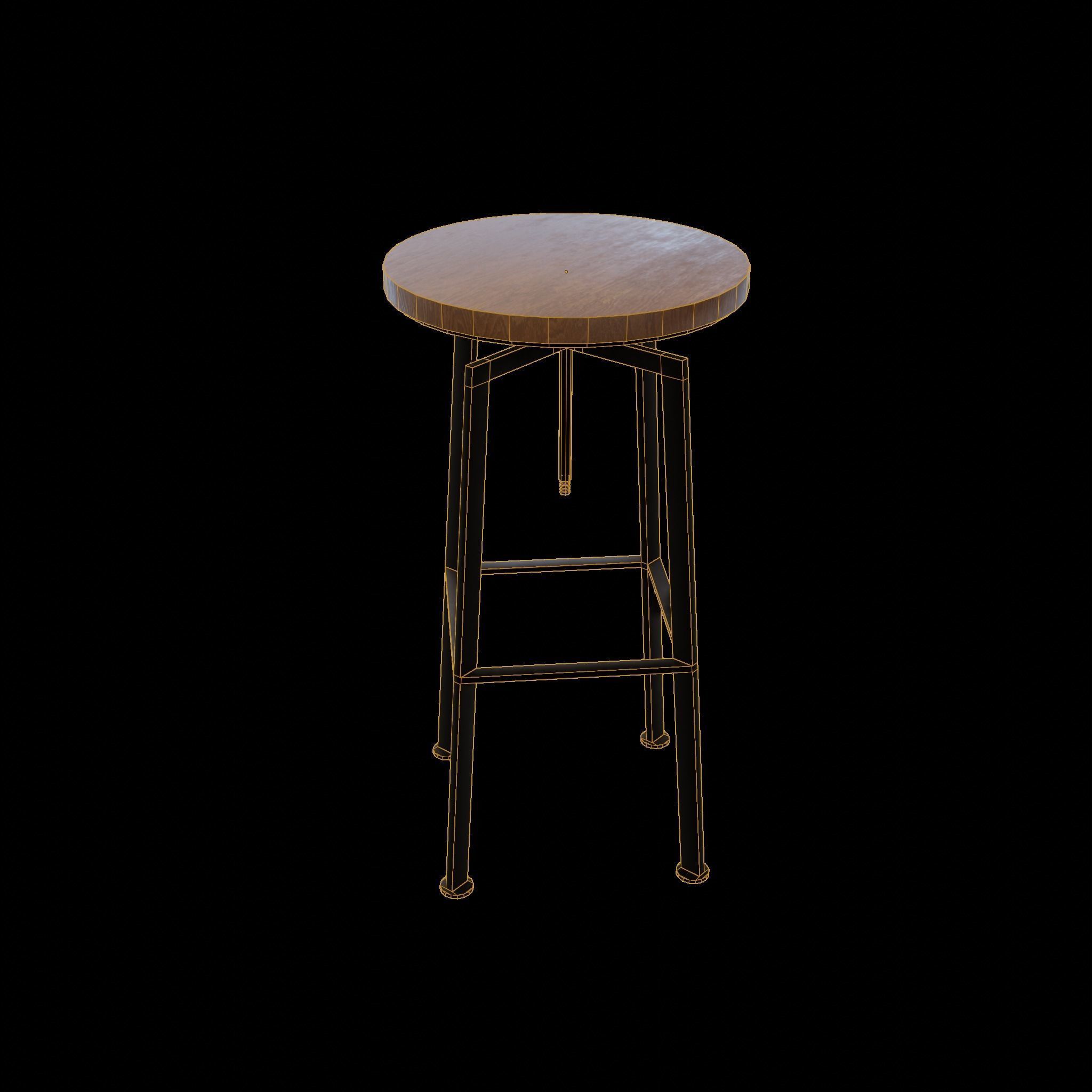 Chair loft modern wooden  id10 Low-poly 3D model_4