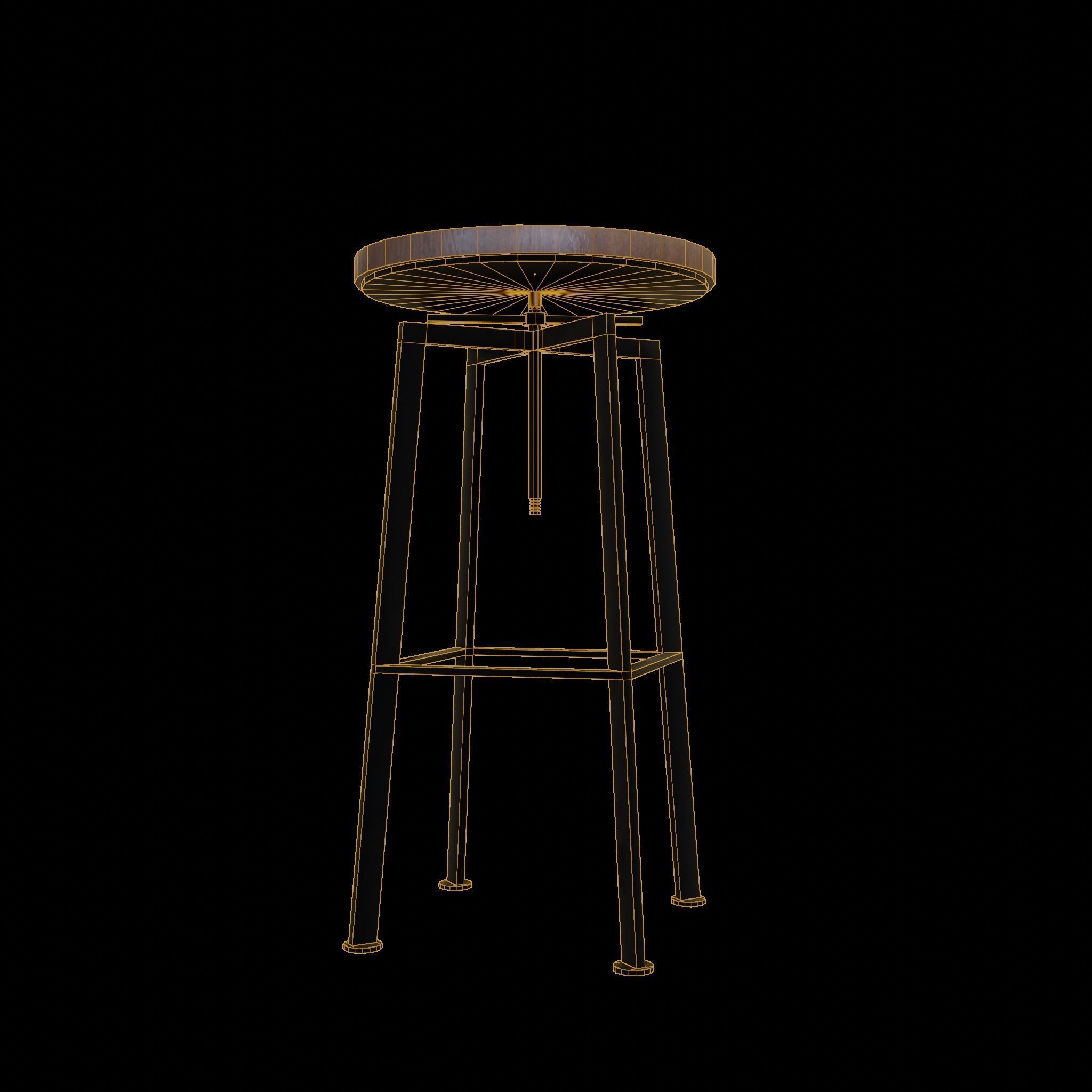 Chair loft modern wooden  id10 Low-poly 3D model_10