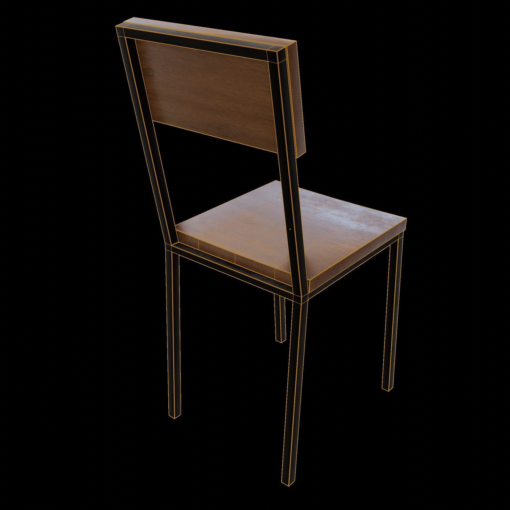 Chair loft modern wooden  id9 Low-poly 3D model_4