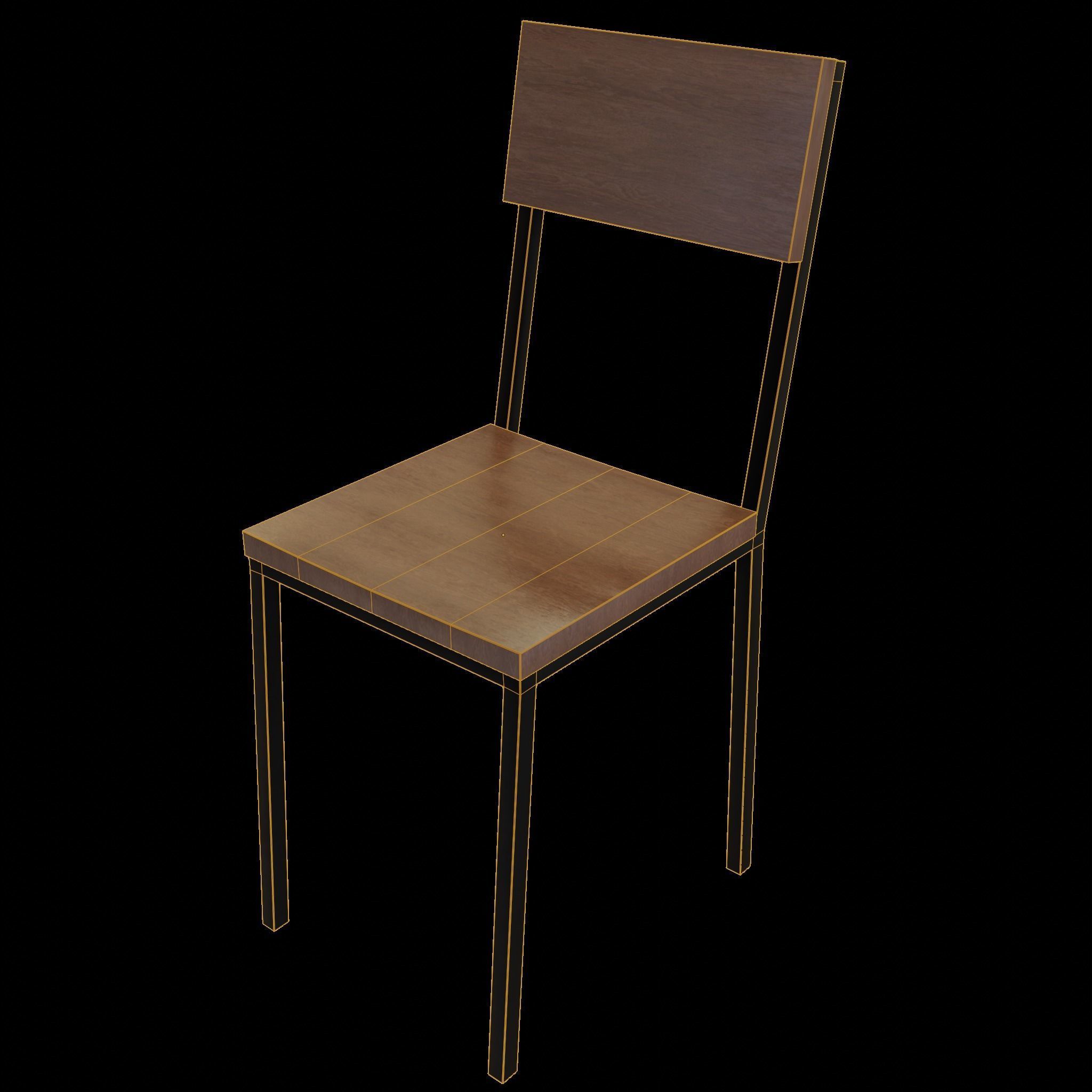 Chair loft modern wooden  id9 Low-poly 3D model_1