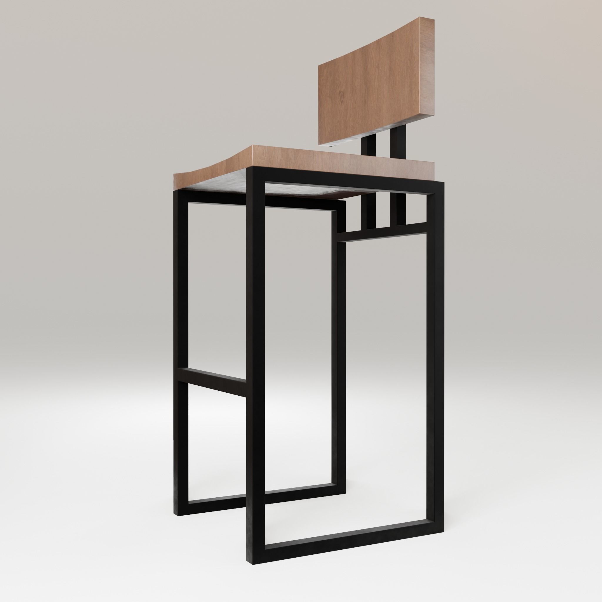 Chair loft modern wooden  id7 Low-poly 3D model_9