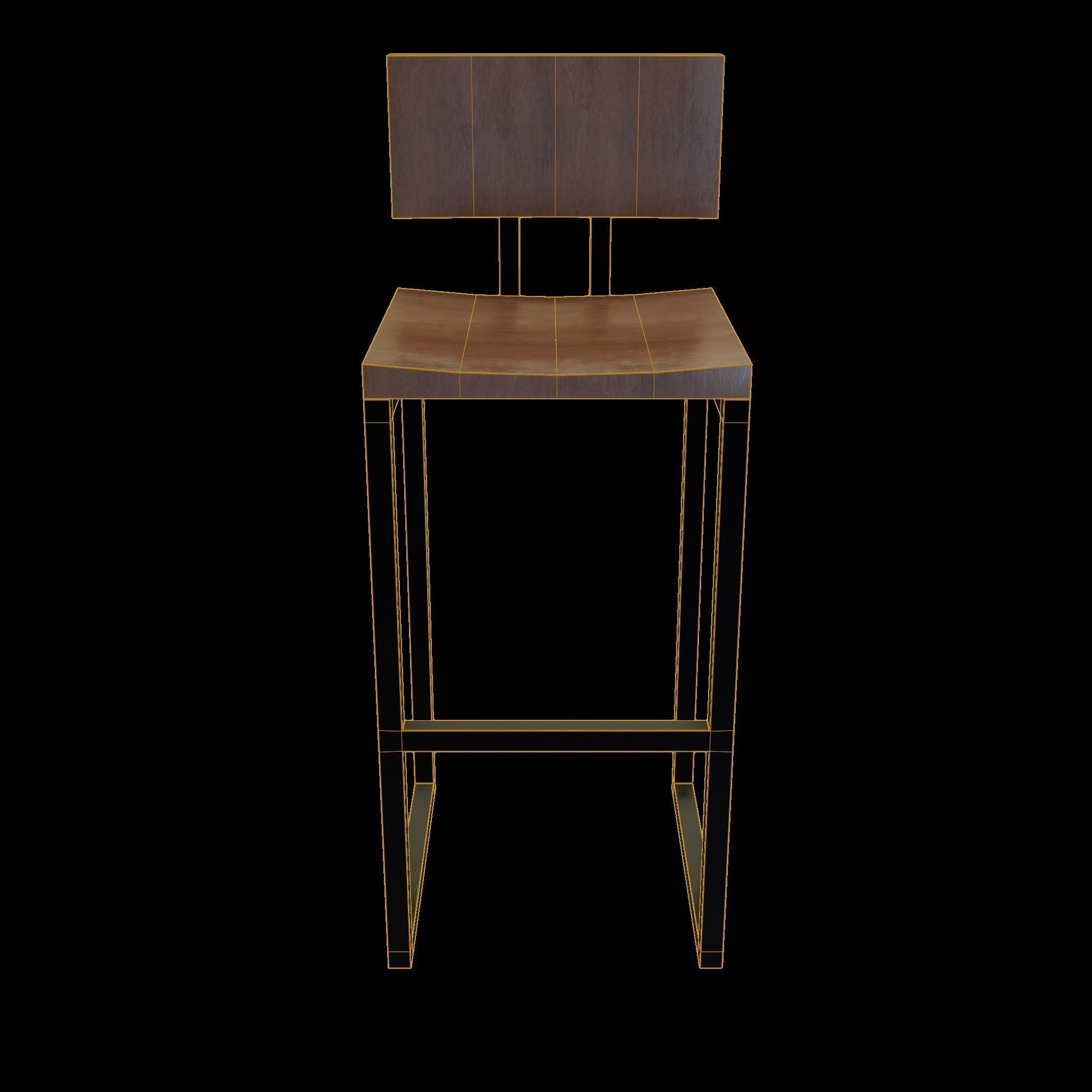 Chair loft modern wooden  id7 Low-poly 3D model_7