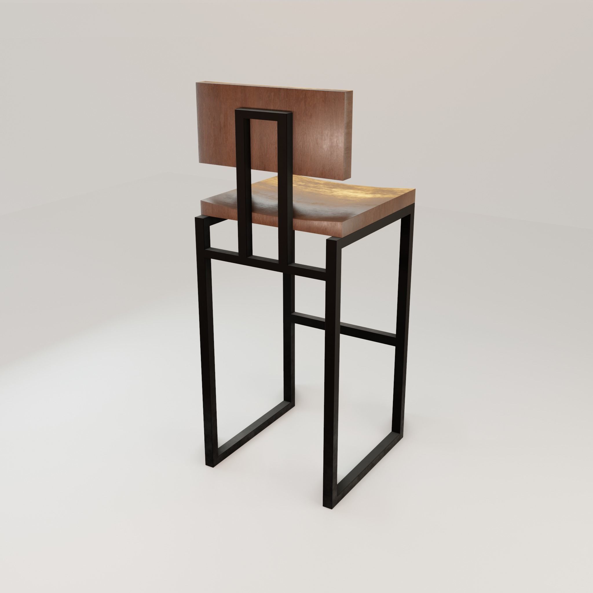 Chair loft modern wooden  id7 Low-poly 3D model_23