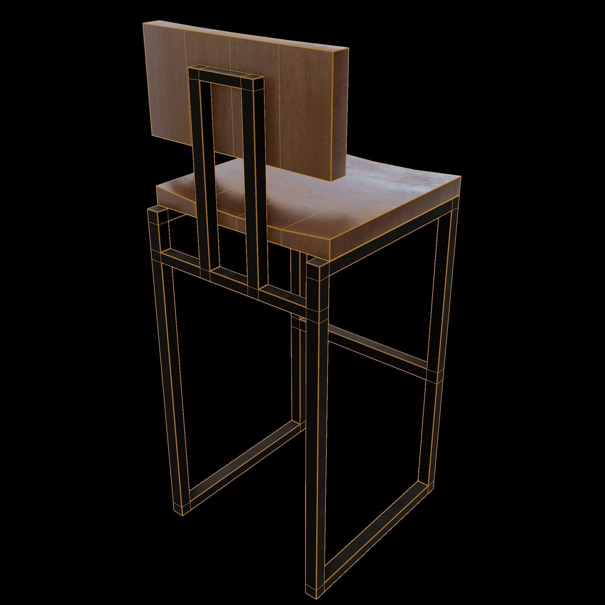 Chair loft modern wooden  id7 Low-poly 3D model_4