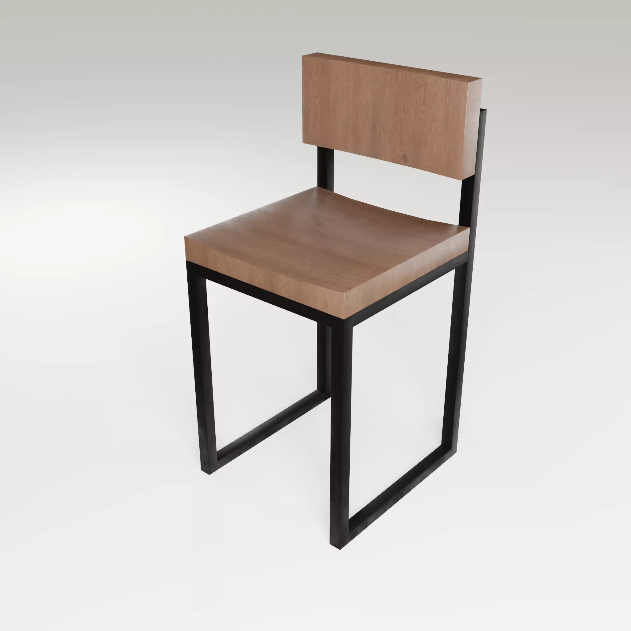 Chair loft modern wooden  id12 Low-poly 3D model_0