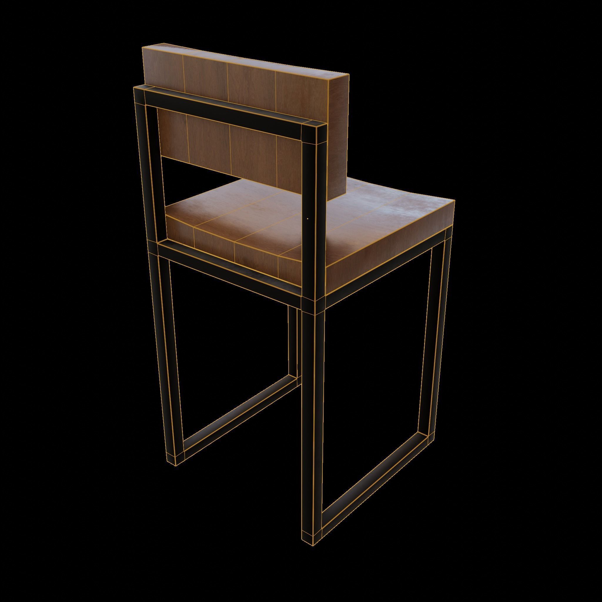Chair loft modern wooden  id12 Low-poly 3D model_4