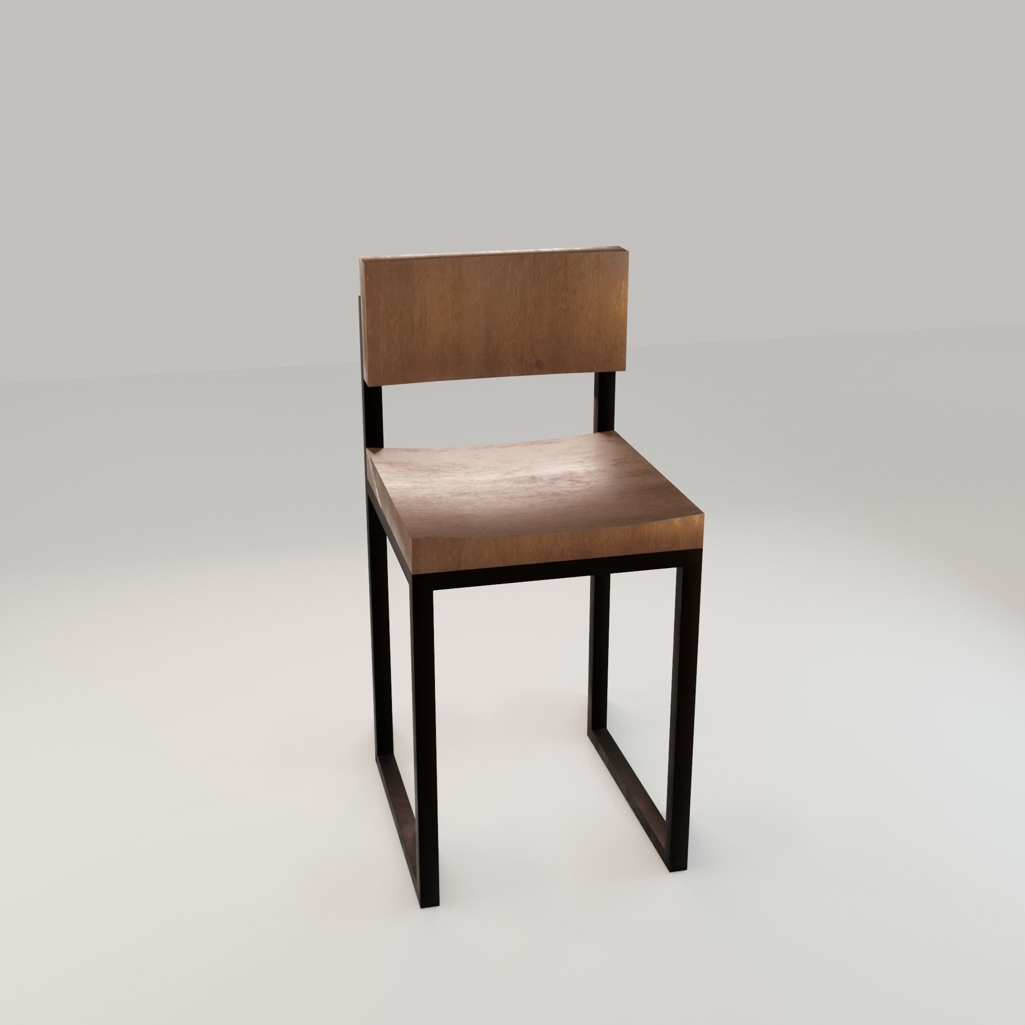 Chair loft modern wooden  id12 Low-poly 3D model_12