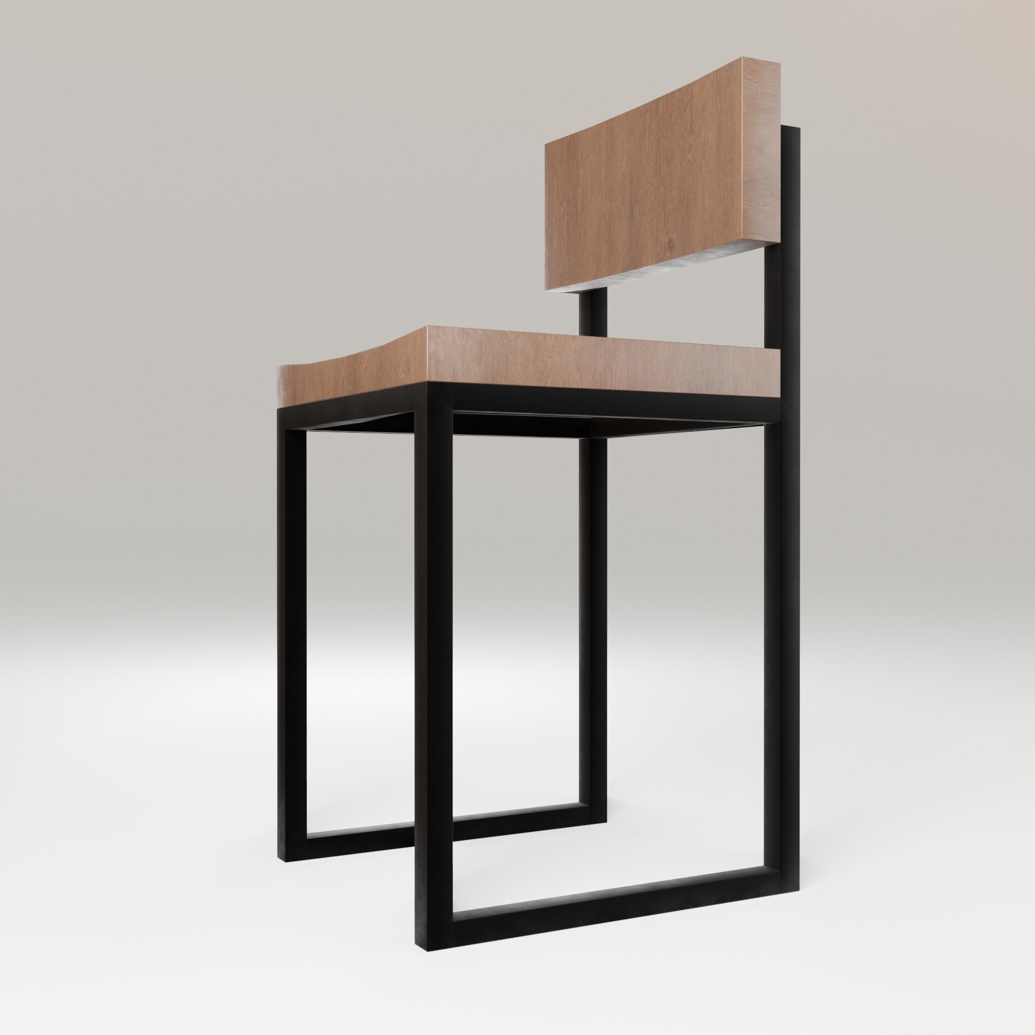 Chair loft modern wooden  id12 Low-poly 3D model_9