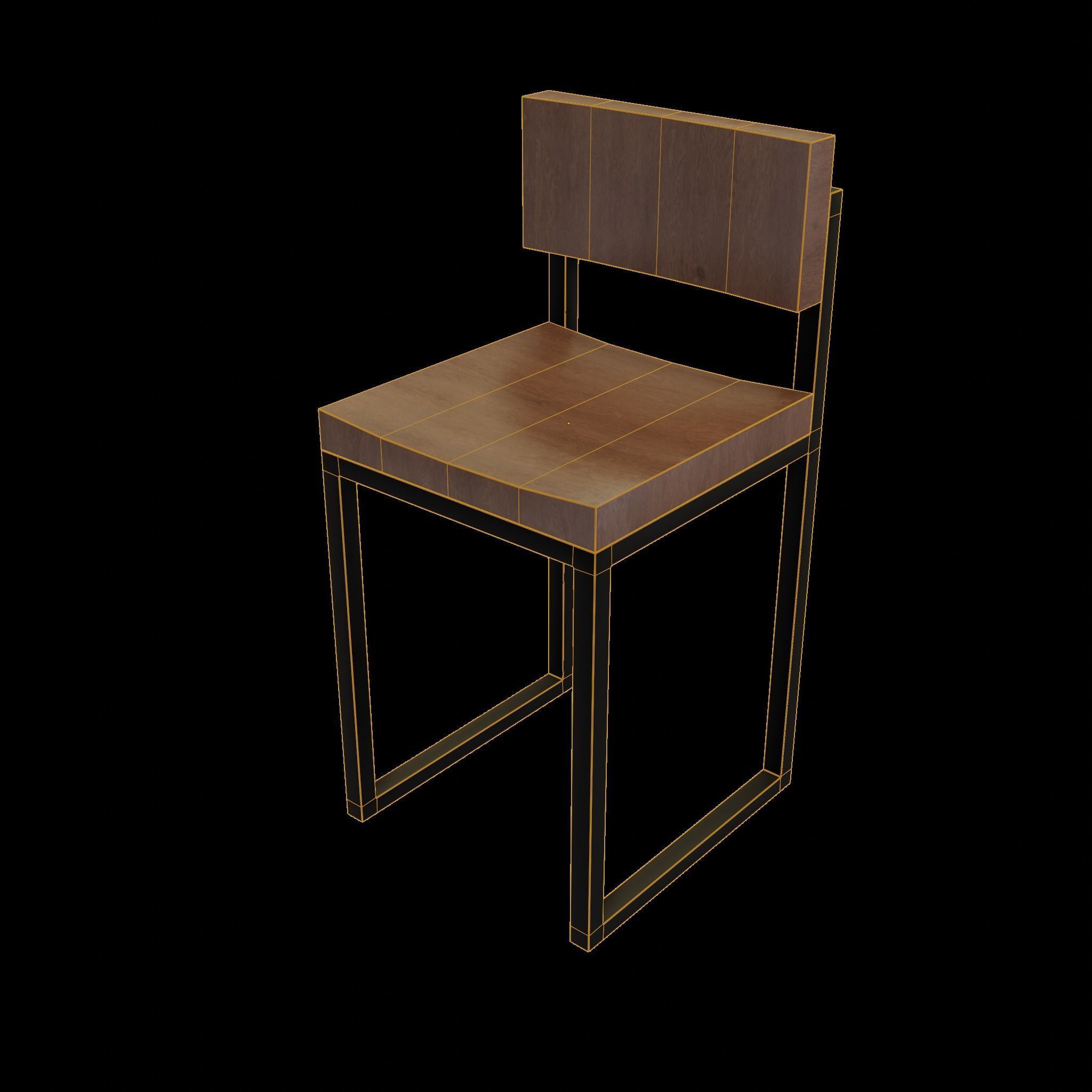 Chair loft modern wooden  id12 Low-poly 3D model_1