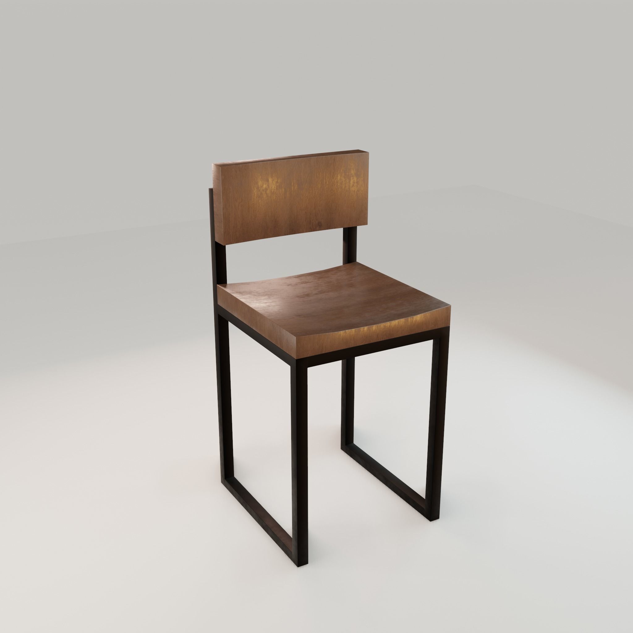Chair loft modern wooden  id12 Low-poly 3D model_14