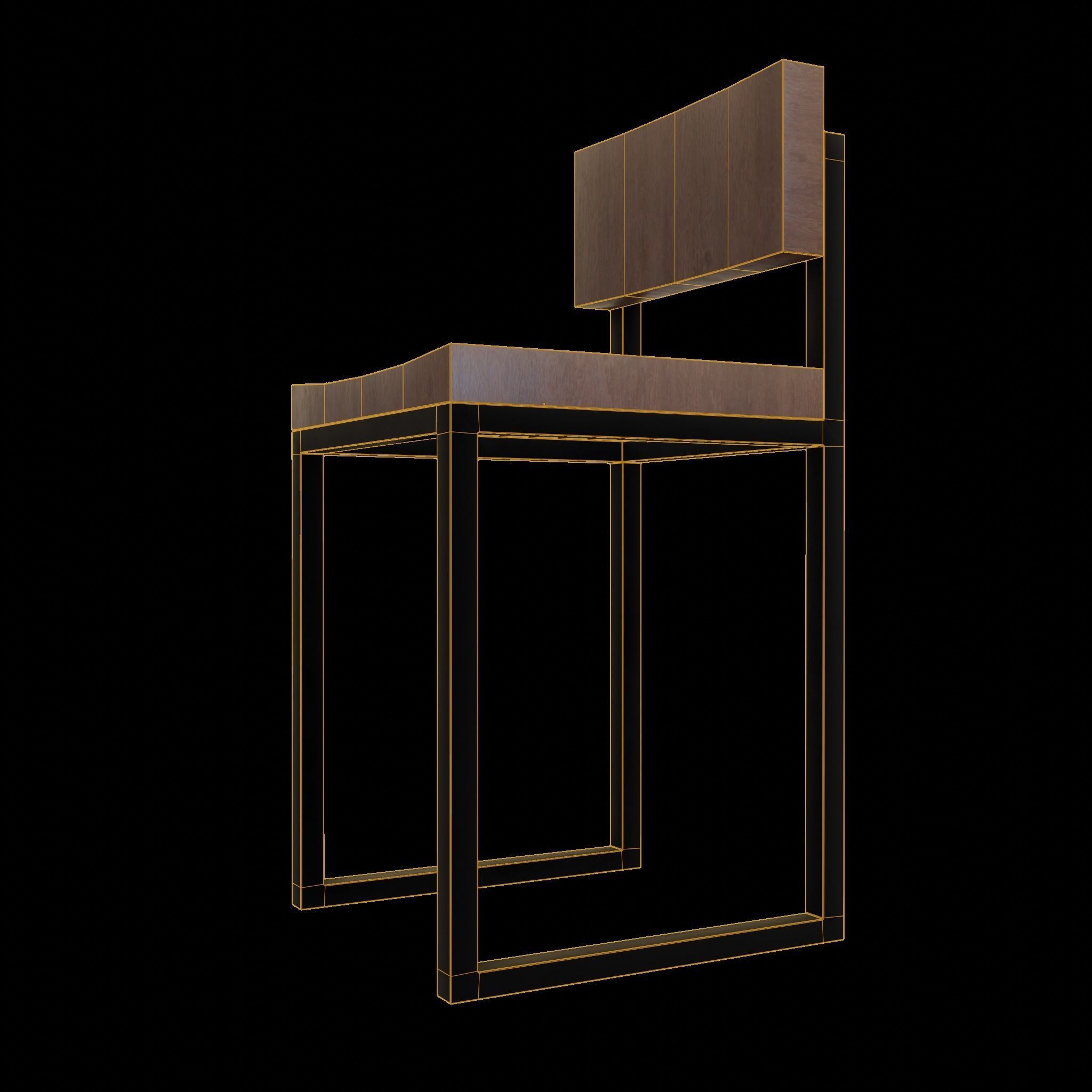 Chair loft modern wooden  id12 Low-poly 3D model_10