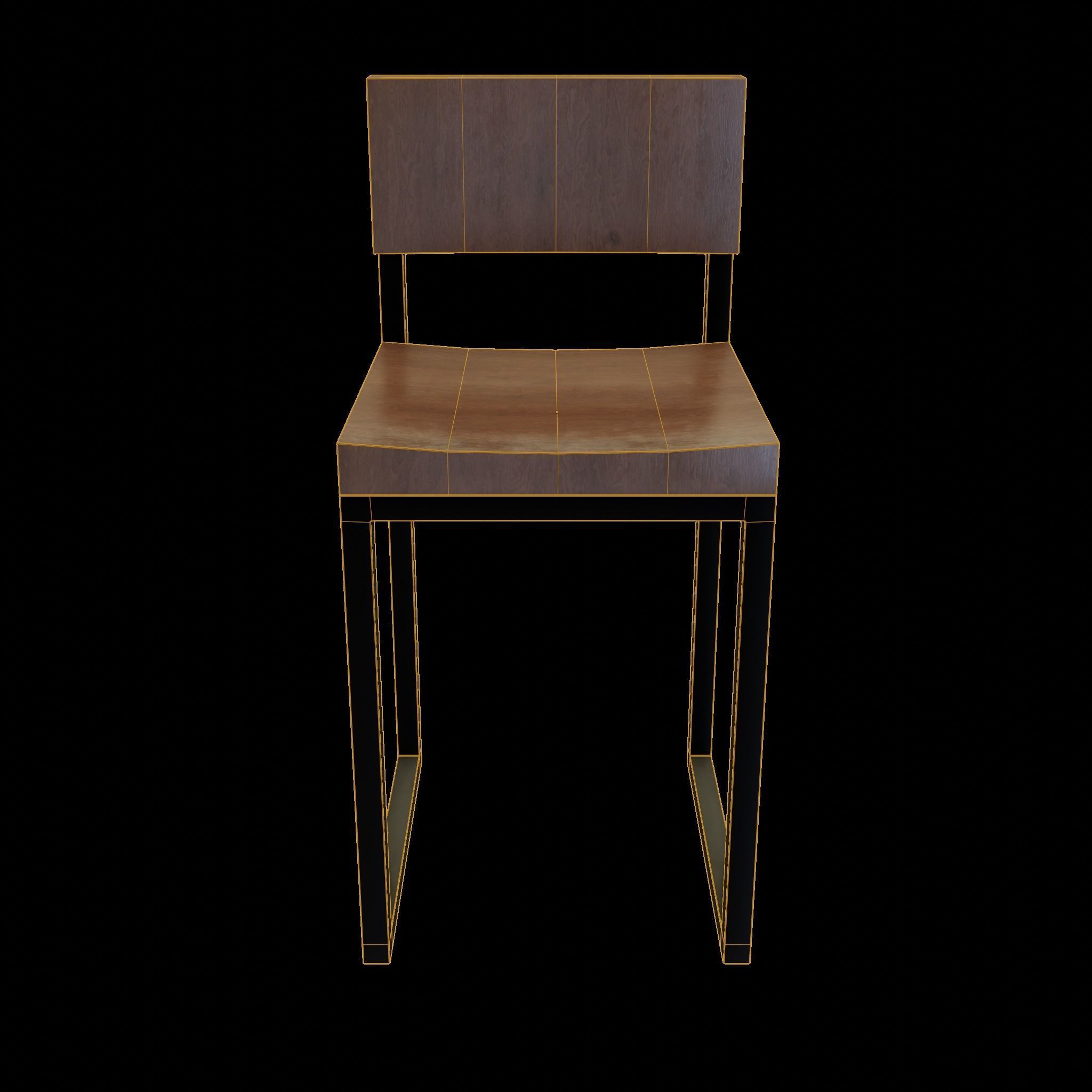 Chair loft modern wooden  id12 Low-poly 3D model_7