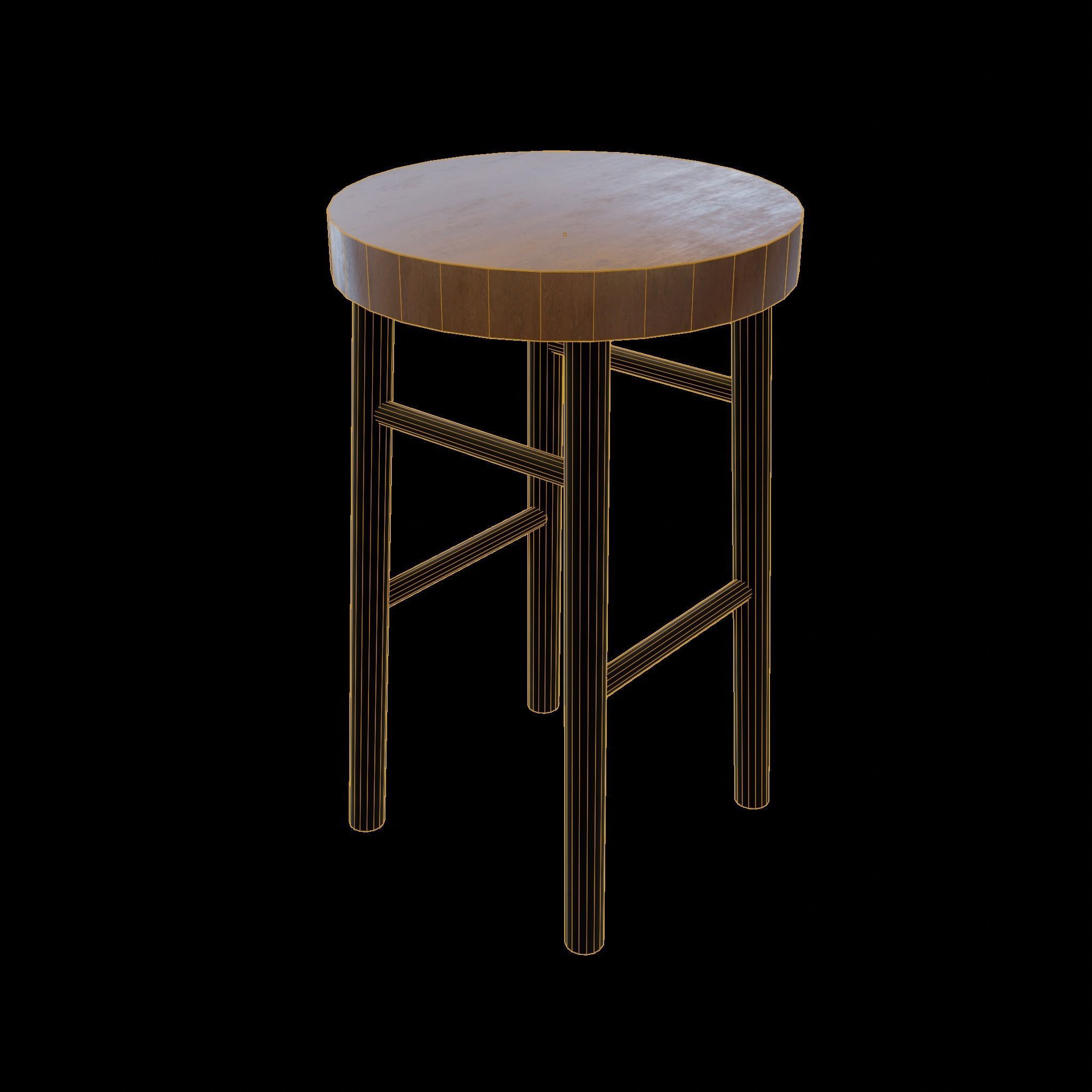 Chair loft modern wooden id11 Low-poly 3D model_4