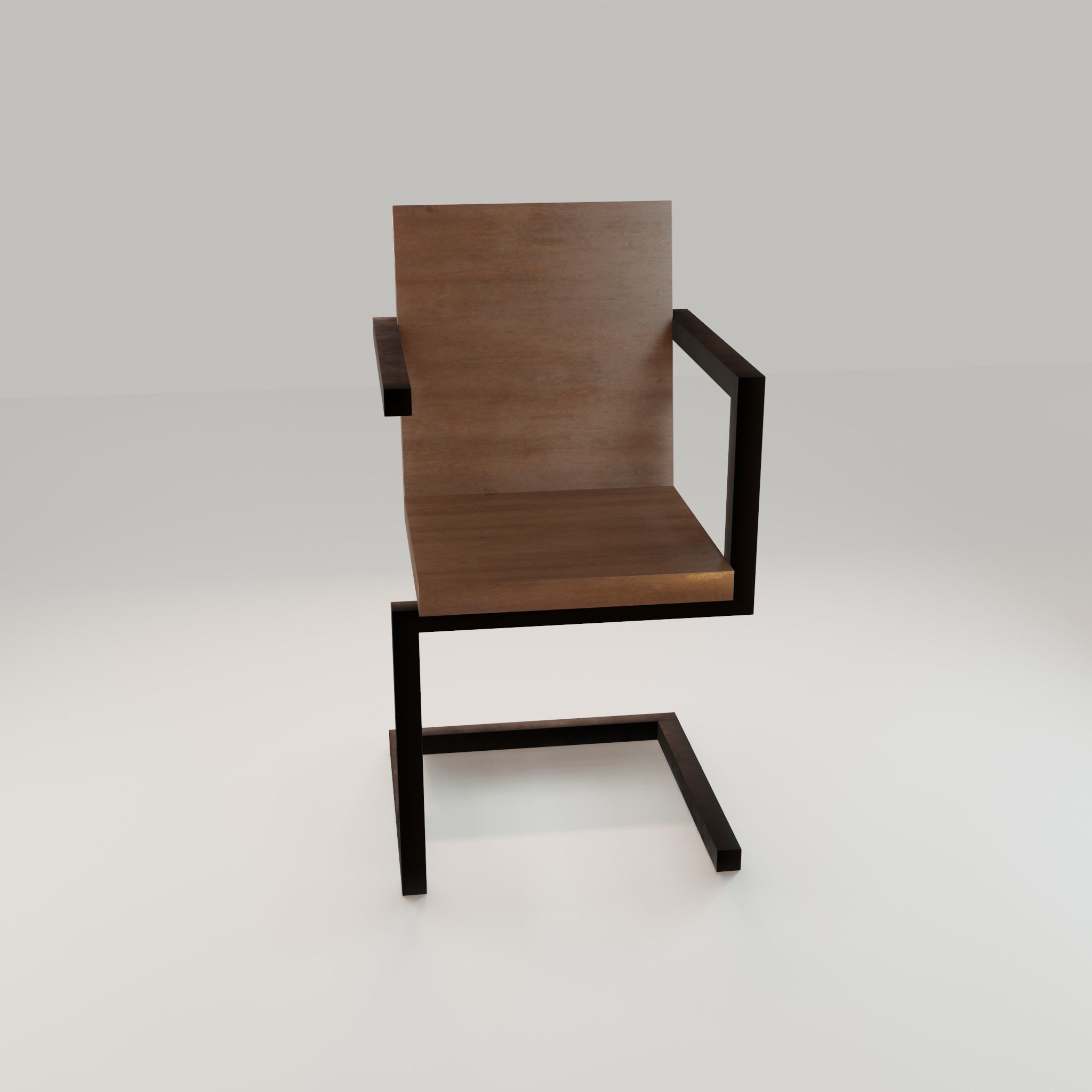 Chair loft modern wooden id4 Low-poly 3D model_11