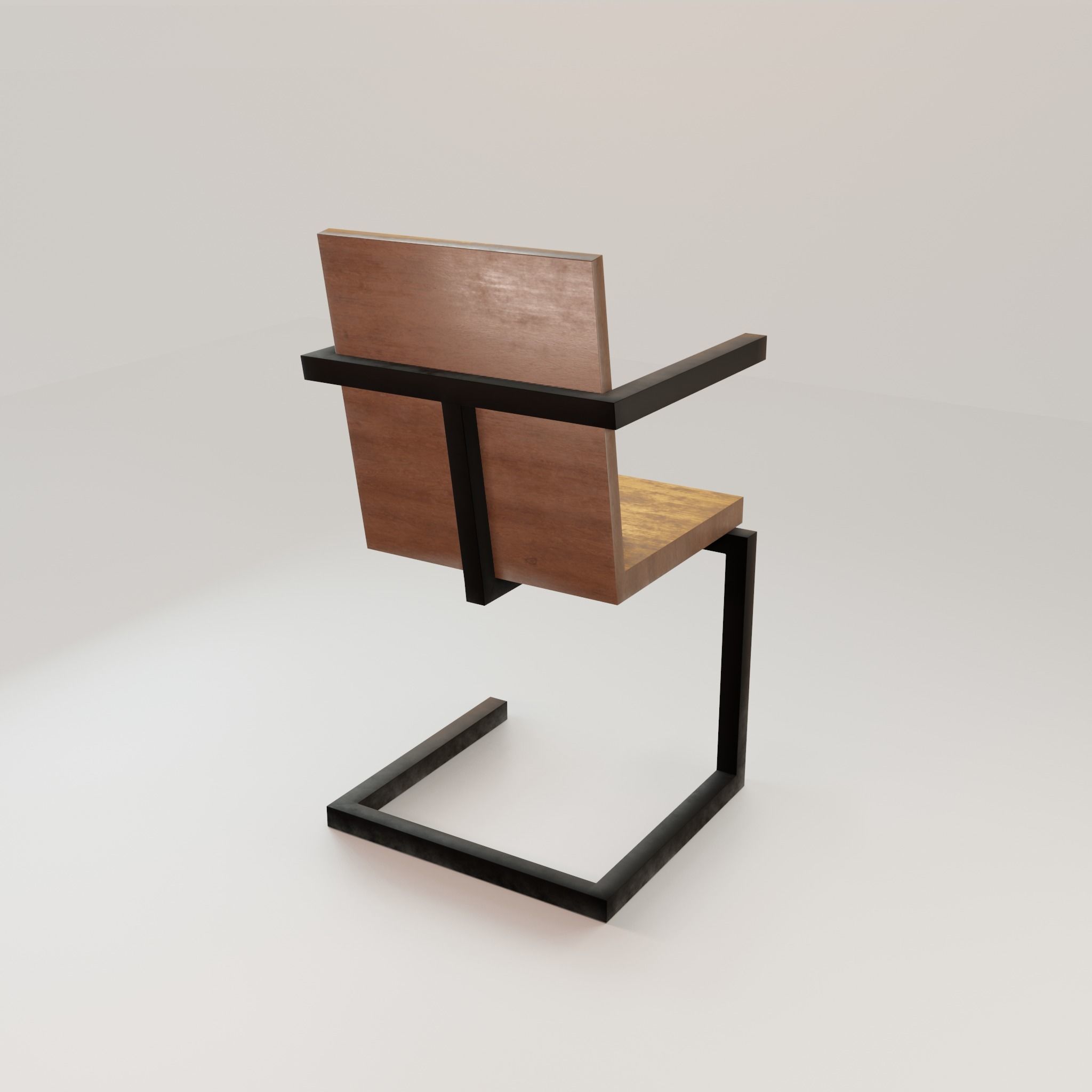 Chair loft modern wooden id4 Low-poly 3D model_23