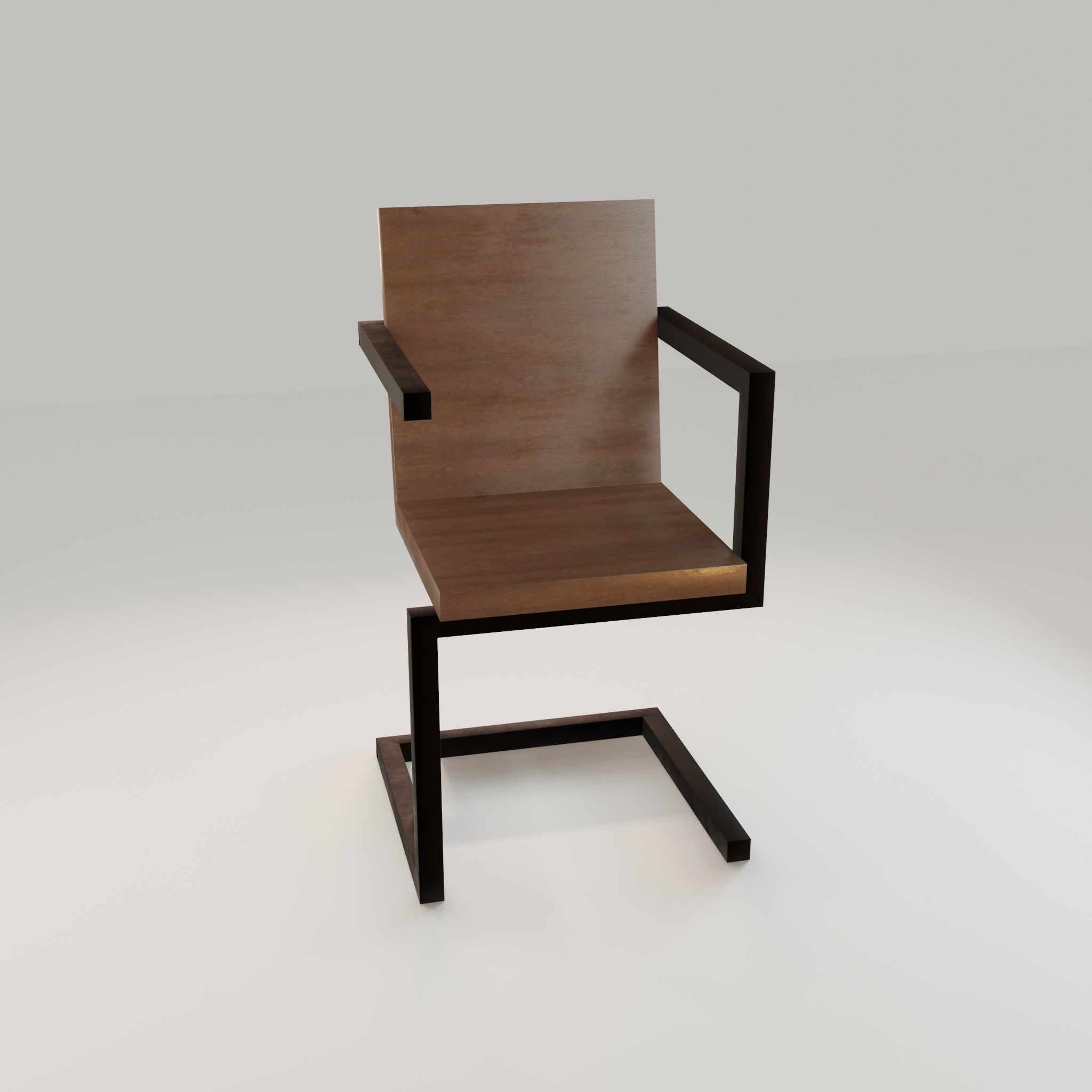 Chair loft modern wooden id4 Low-poly 3D model_12
